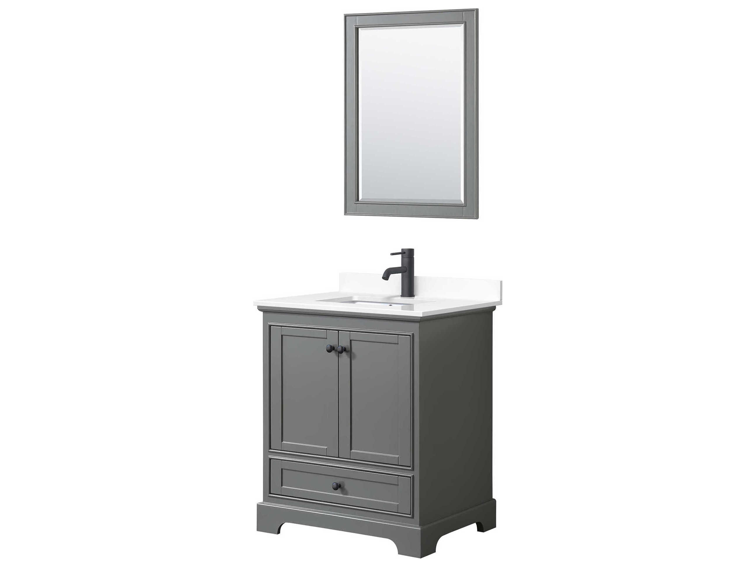 Wyndham Collection Deborah 30" Dark Gray Vanity with 24" Mirror