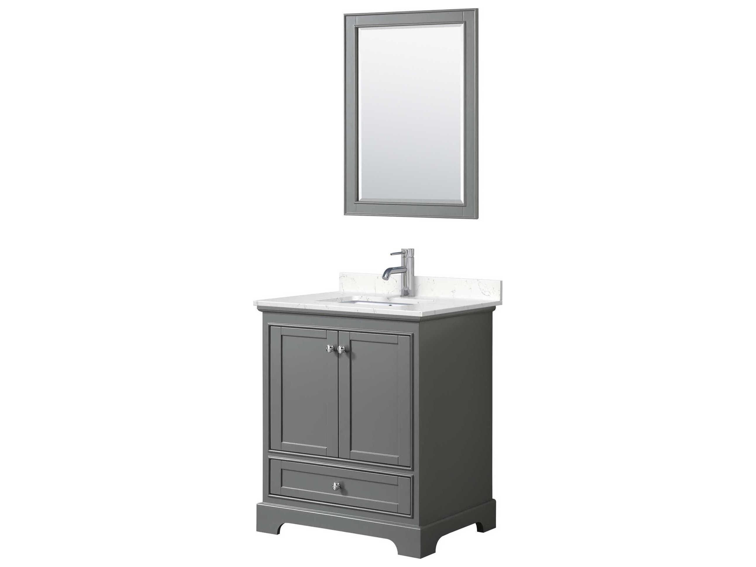 Wyndham Collection Deborah 30" Dark Gray Vanity with 24" Mirror