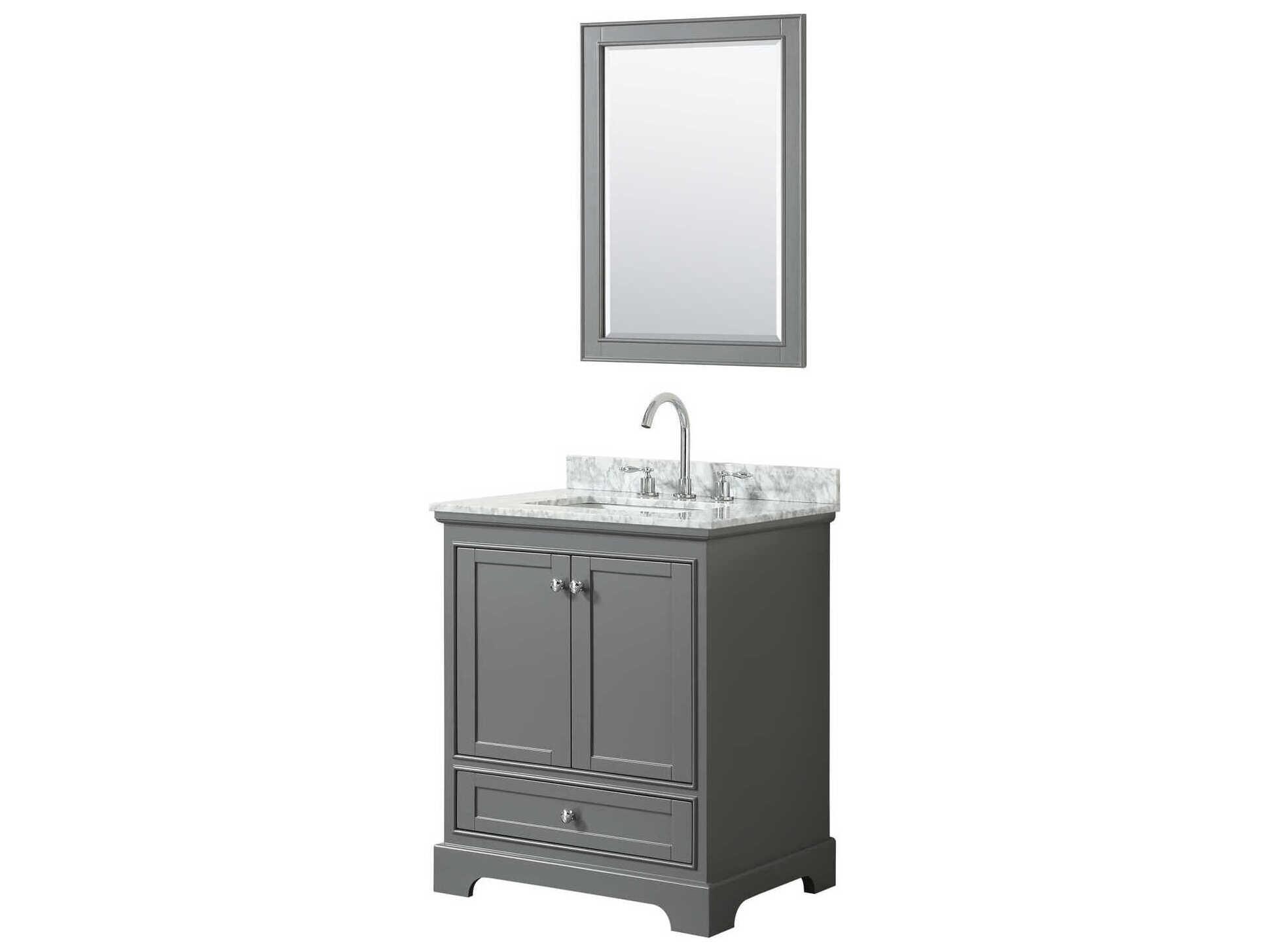 Wyndham Collection Deborah 30" Dark Gray Vanity with 24" Mirror