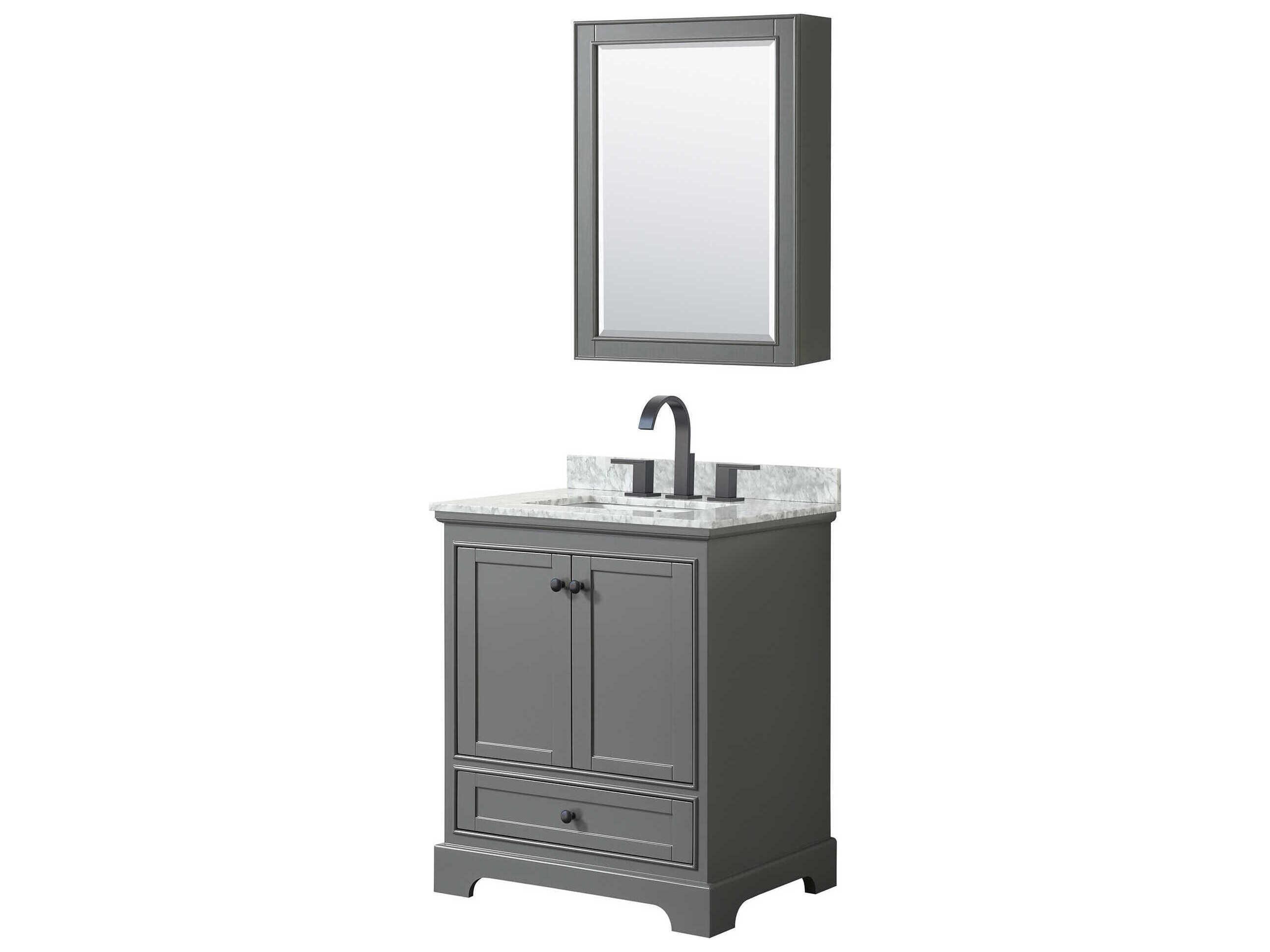 Wyndham Collection Deborah 30" Dark Gray Vanity with Medicine Cabinet
