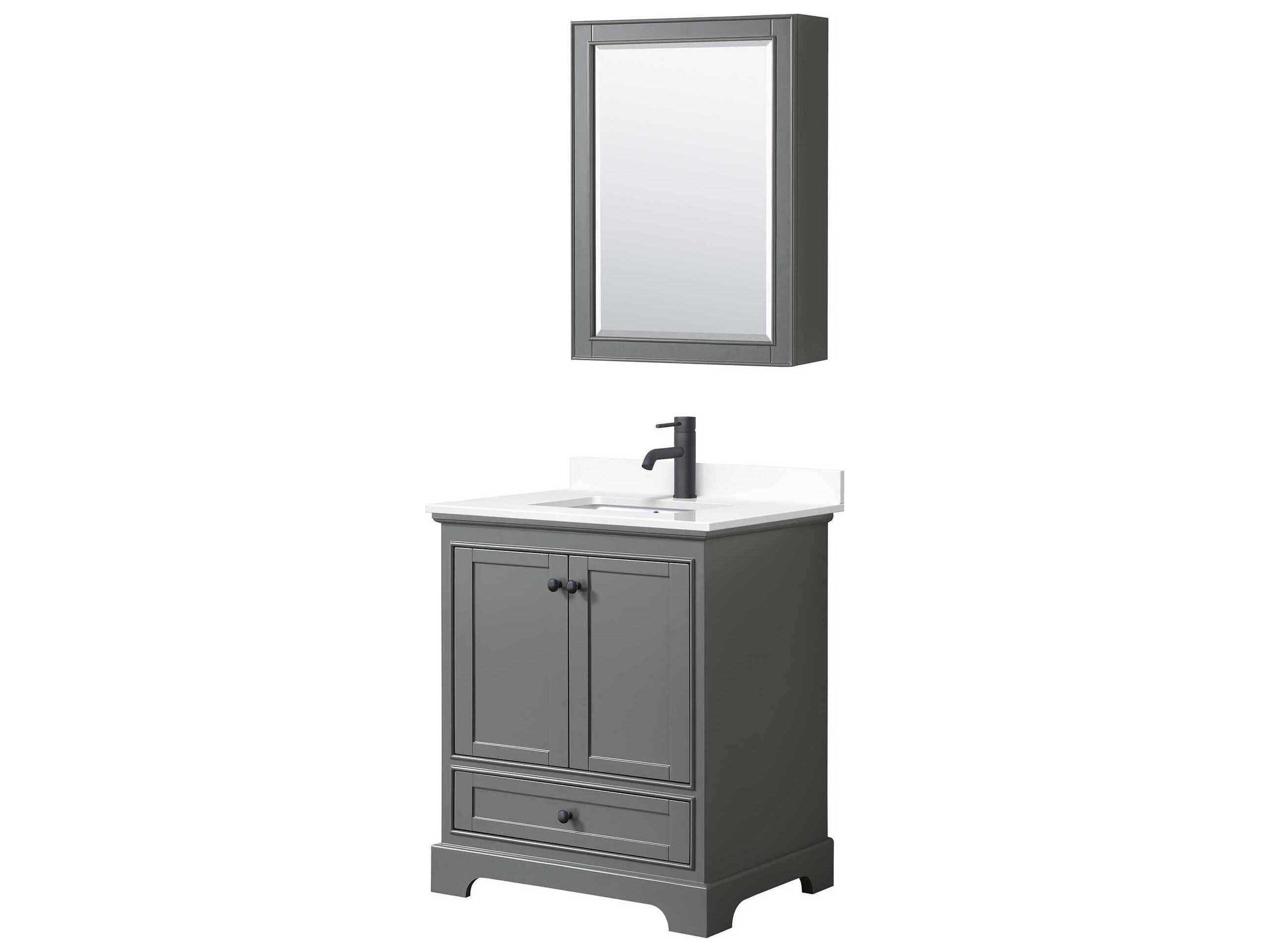 Wyndham Collection Deborah 30" Dark Gray Vanity with Medicine Cabinet
