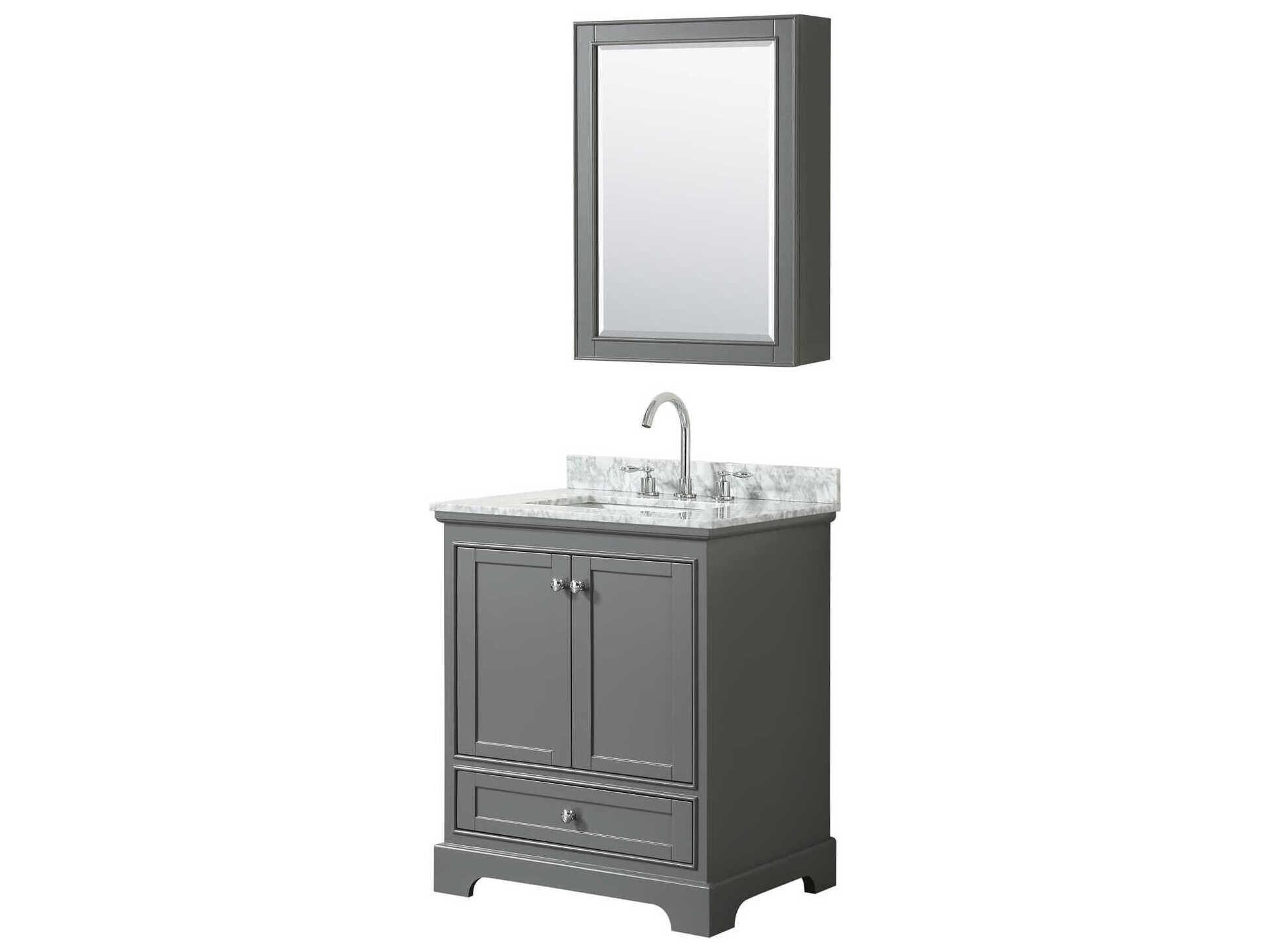 Wyndham Collection Deborah 30" Dark Gray Vanity with Medicine Cabinet