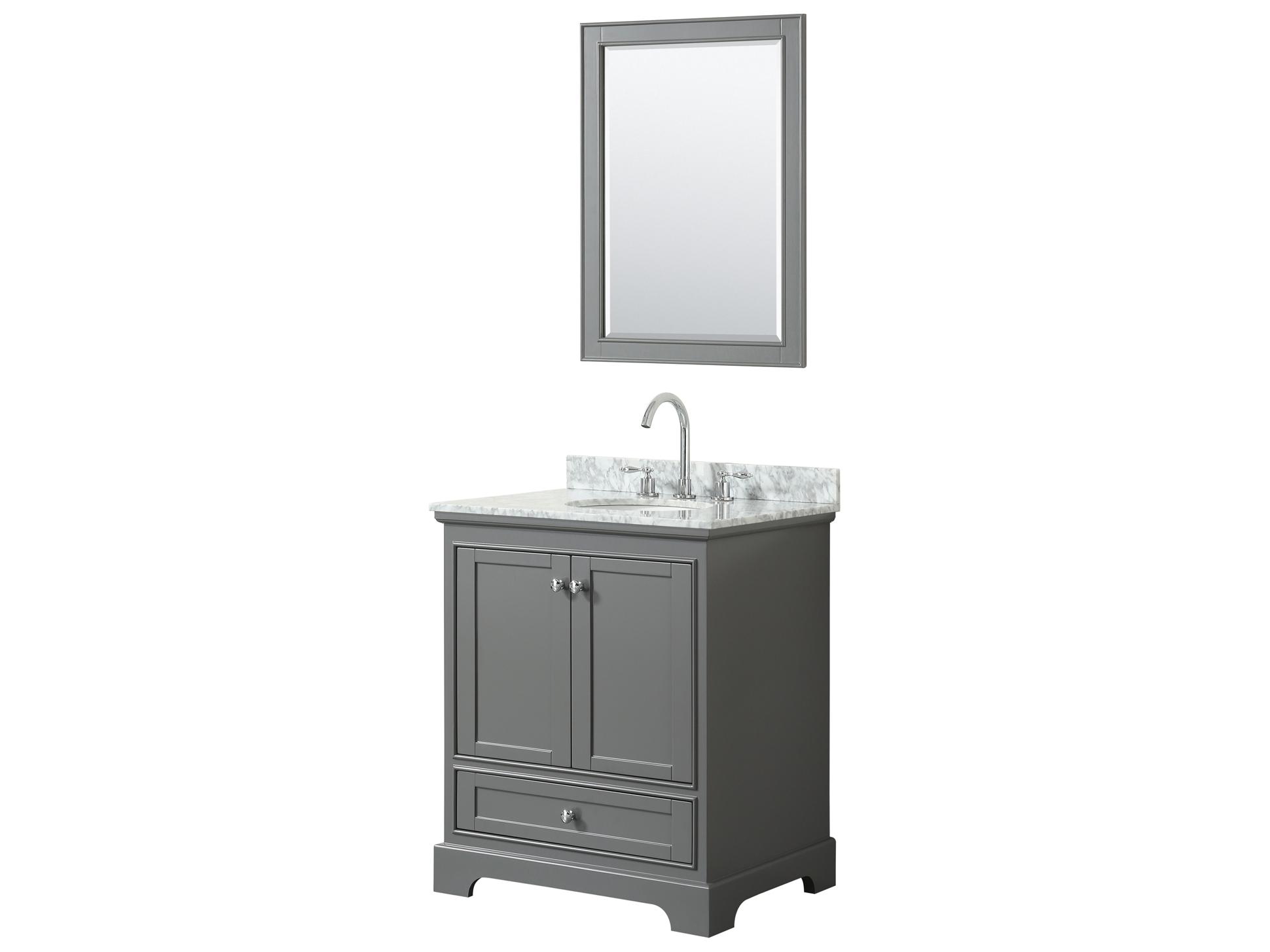Wyndham Collection Deborah 30" Dark Gray Vanity with 24" Mirror