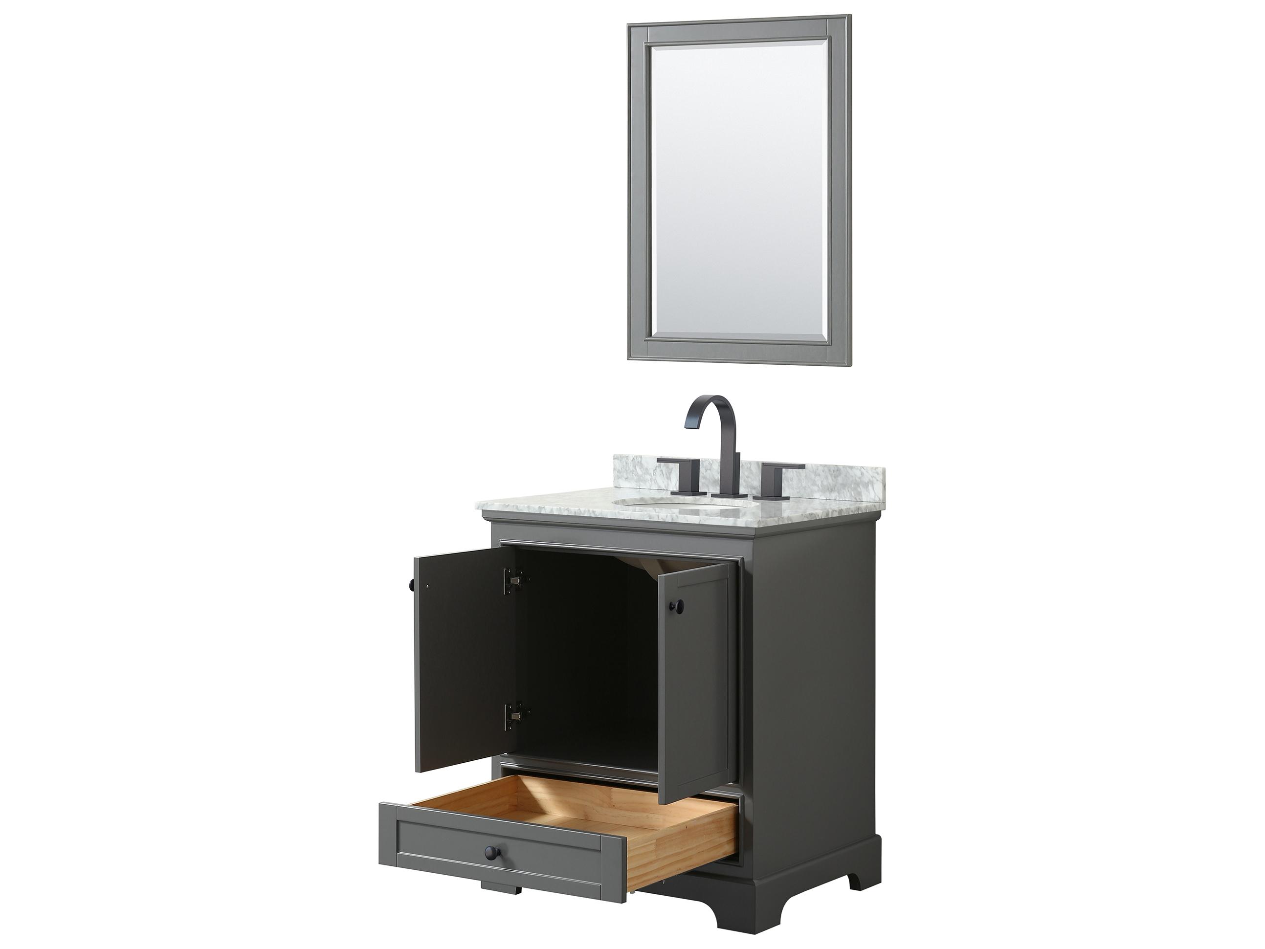 Wyndham Collection Deborah 30" Dark Gray Vanity with 24" Mirror