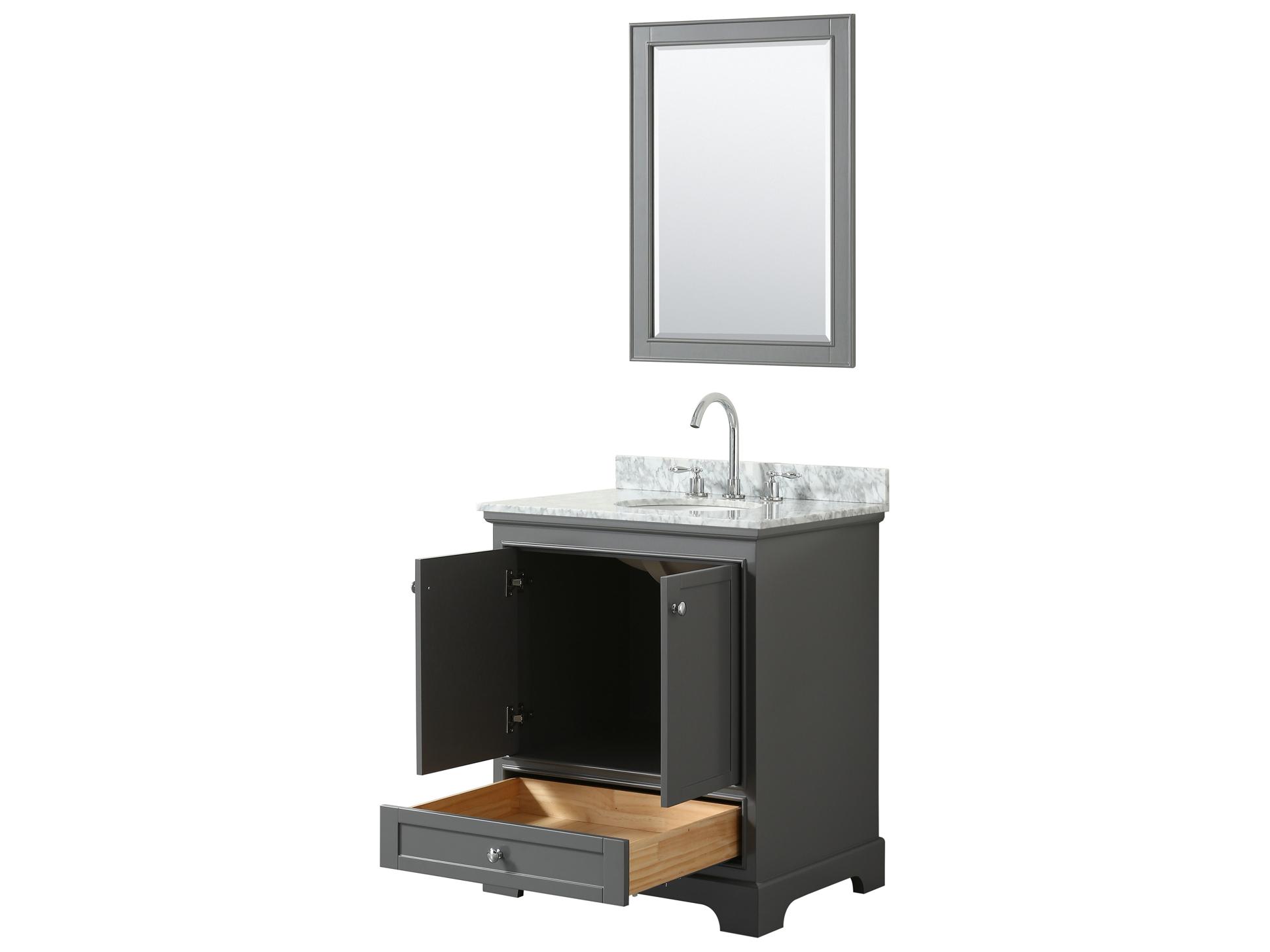Wyndham Collection Deborah 30" Dark Gray Vanity with 24" Mirror