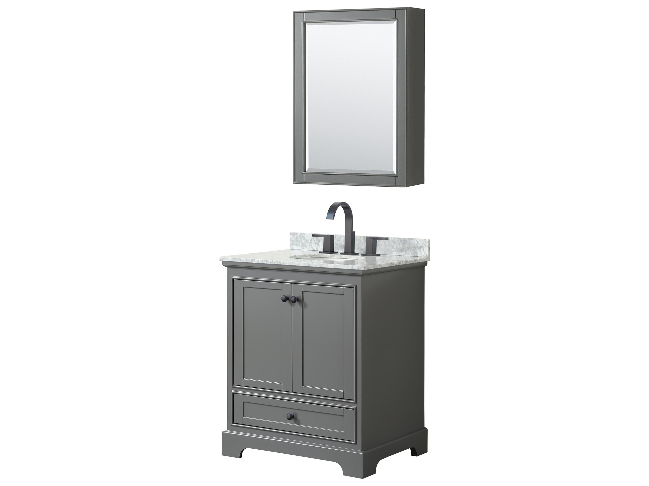 Wyndham Collection Deborah 30" Dark Gray Vanity with Medicine Cabinet