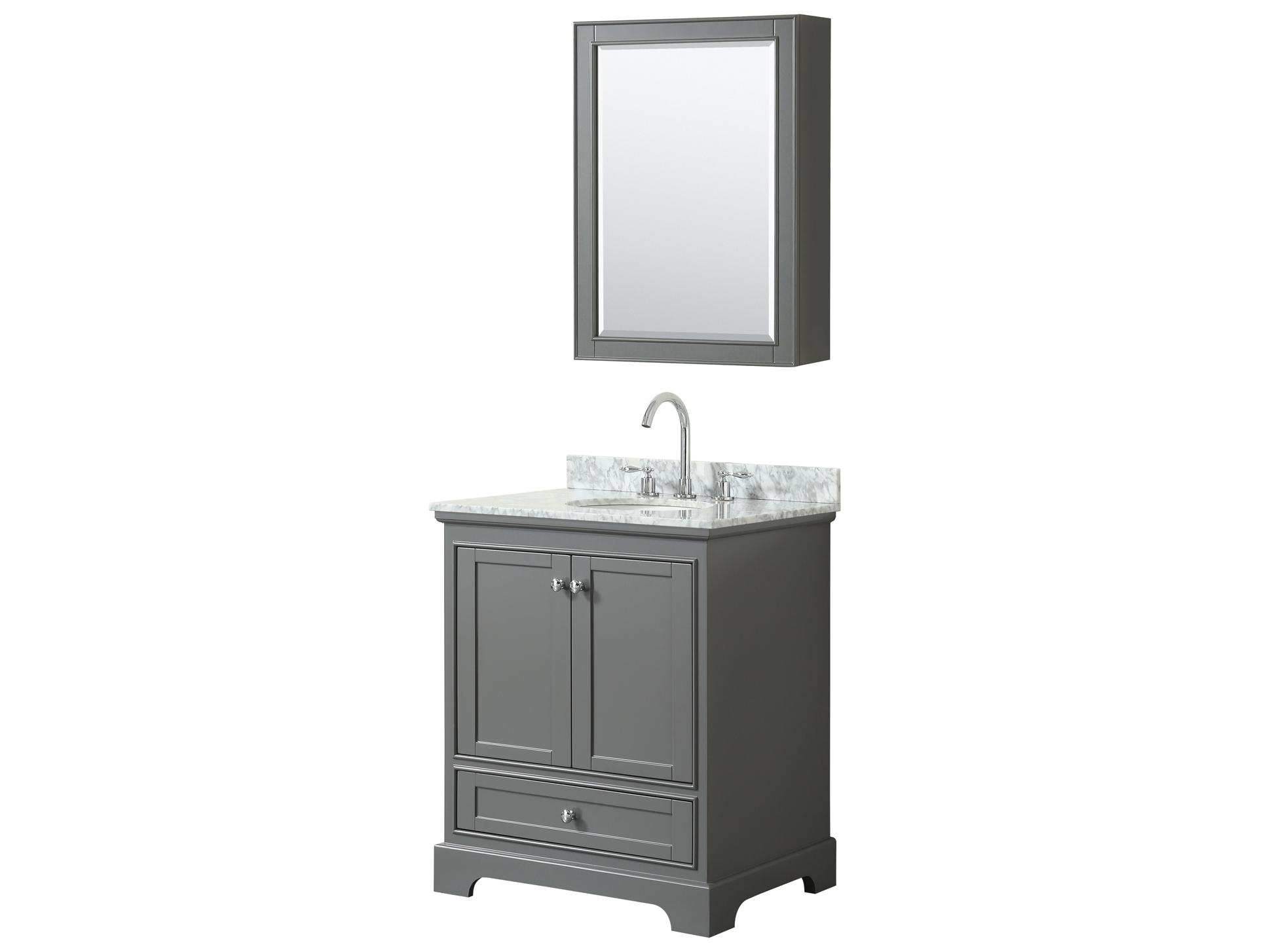 Wyndham Collection Deborah 30" Dark Gray Vanity with Medicine Cabinet