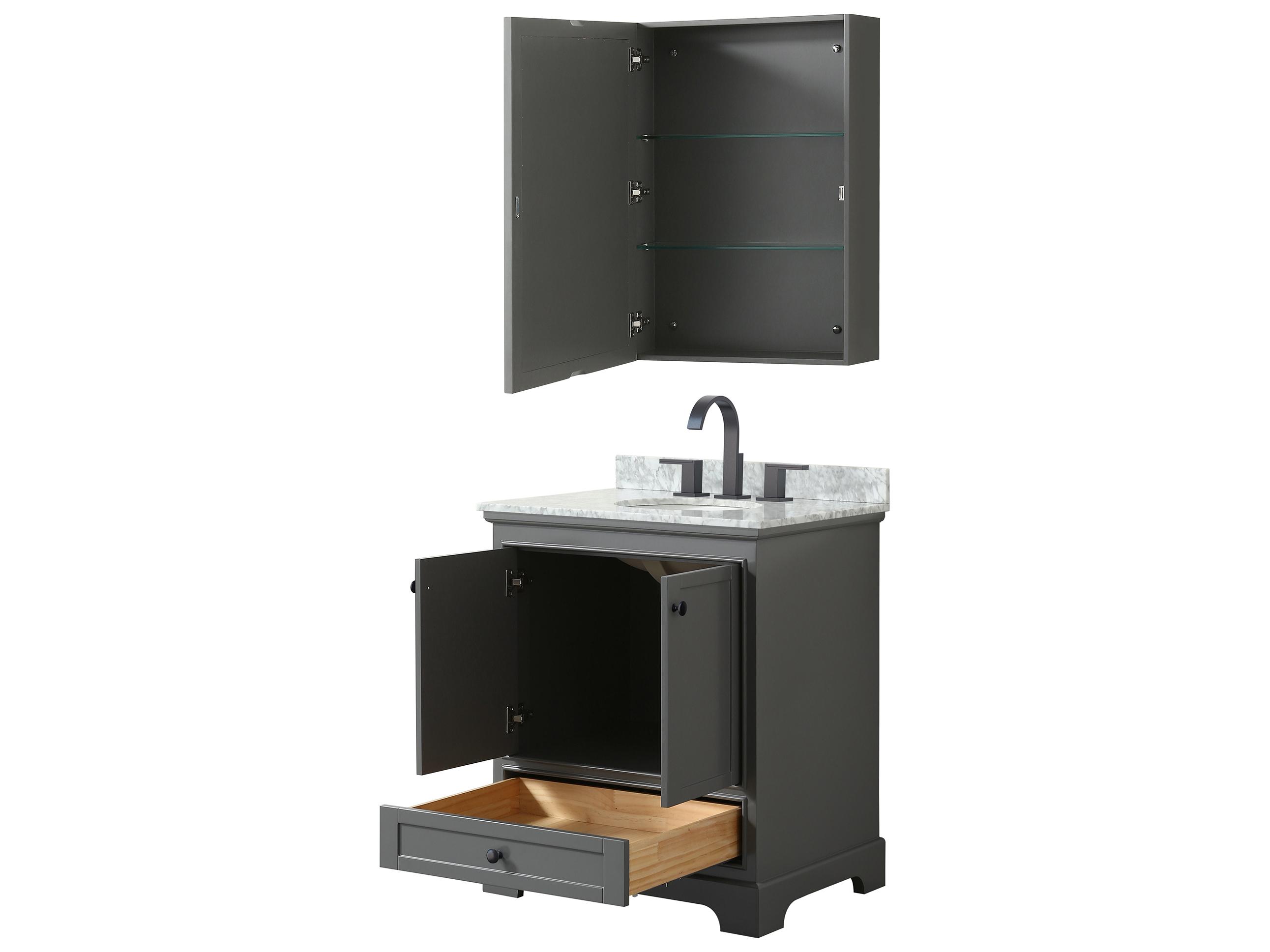 Wyndham Collection Deborah 30" Dark Gray Vanity with Medicine Cabinet
