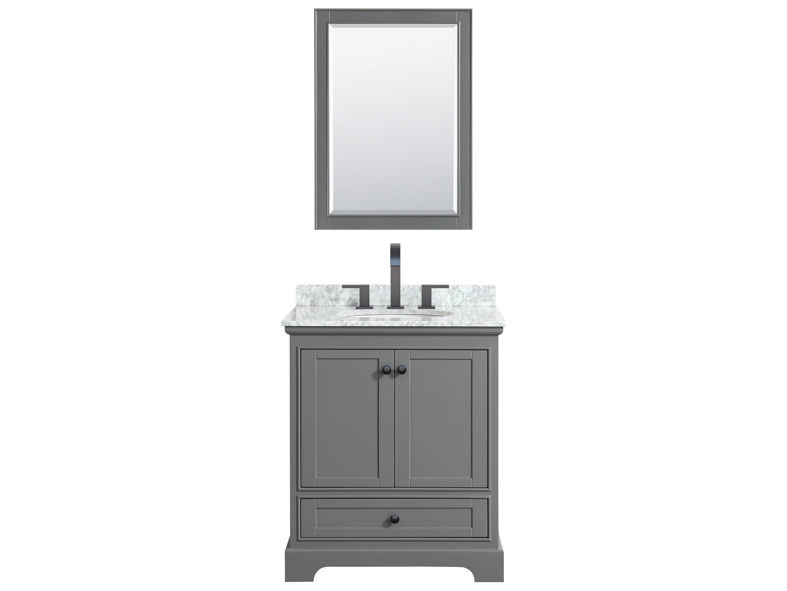 Wyndham Collection Deborah 30" Dark Gray Vanity with Medicine Cabinet