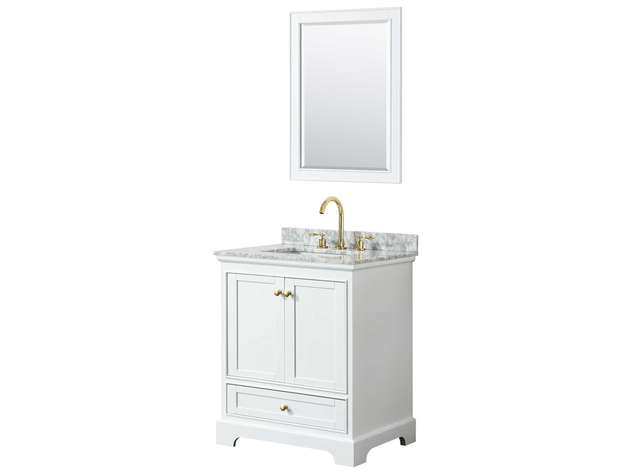 Wyndham Collection Deborah 30" White Vanity with 24" Mirror