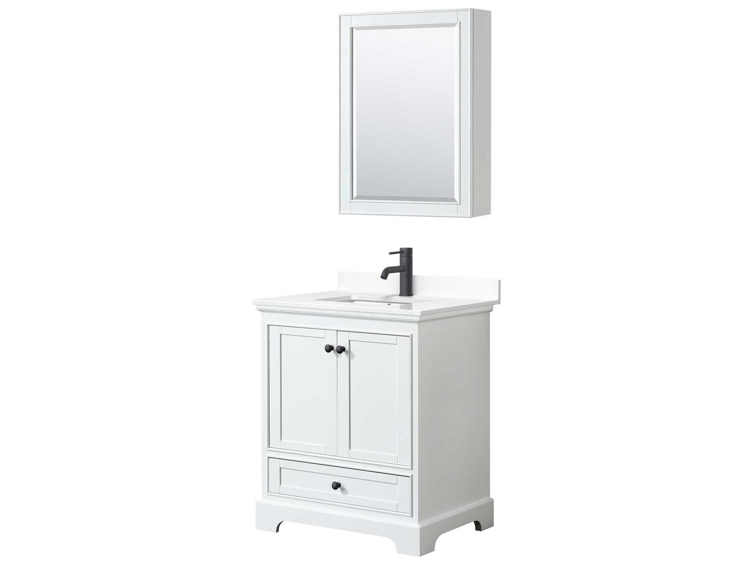 Wyndham Collection Deborah 30" White Vanity with Medicine Cabinet