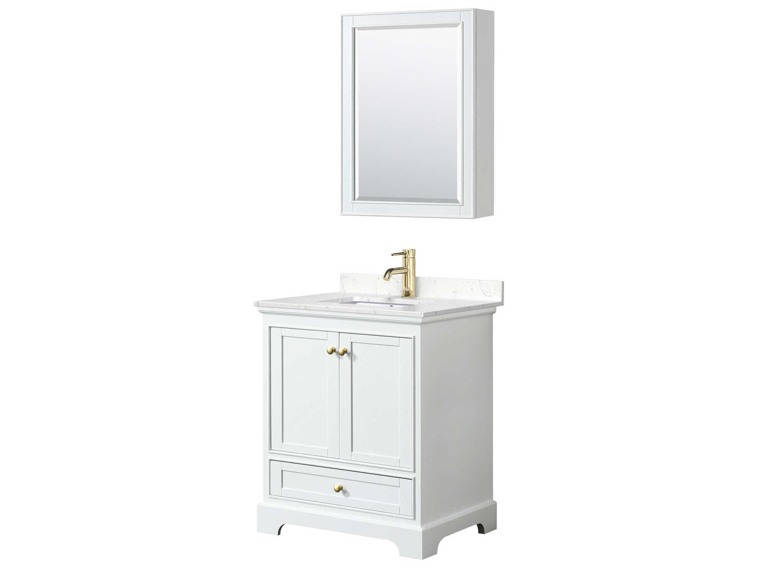 Wyndham Collection Deborah 30" White Vanity with Medicine Cabinet