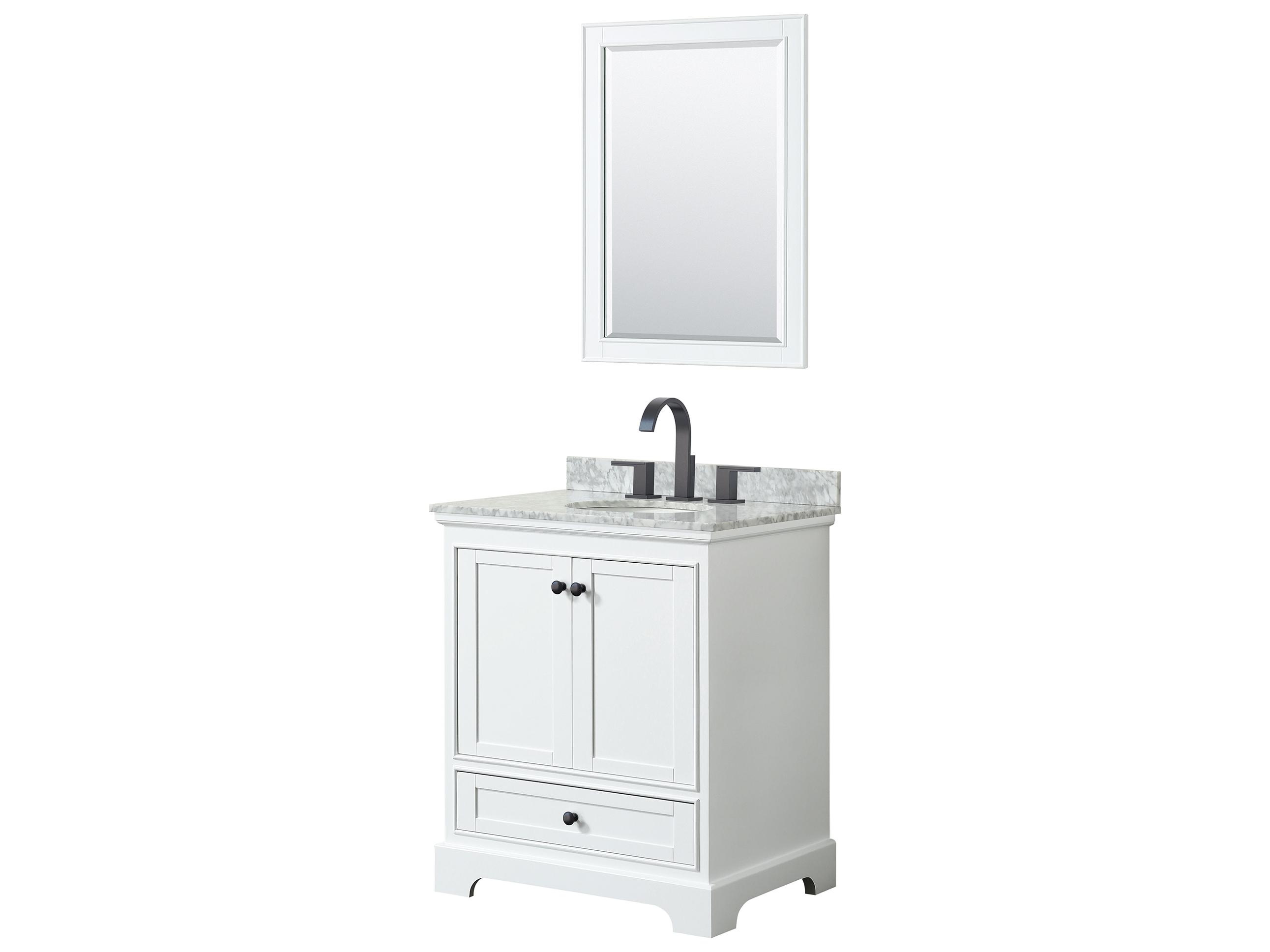 Wyndham Collection Deborah 30" White Vanity with 24" Mirror
