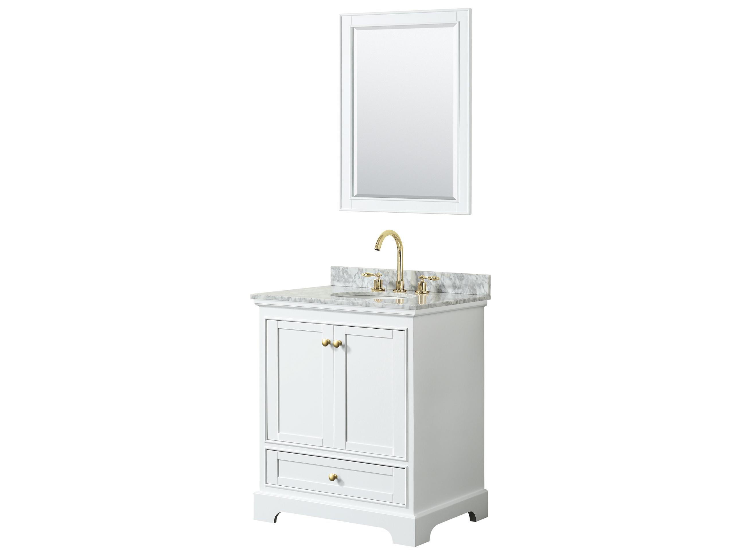 Wyndham Collection Deborah 30" White Vanity with 24" Mirror