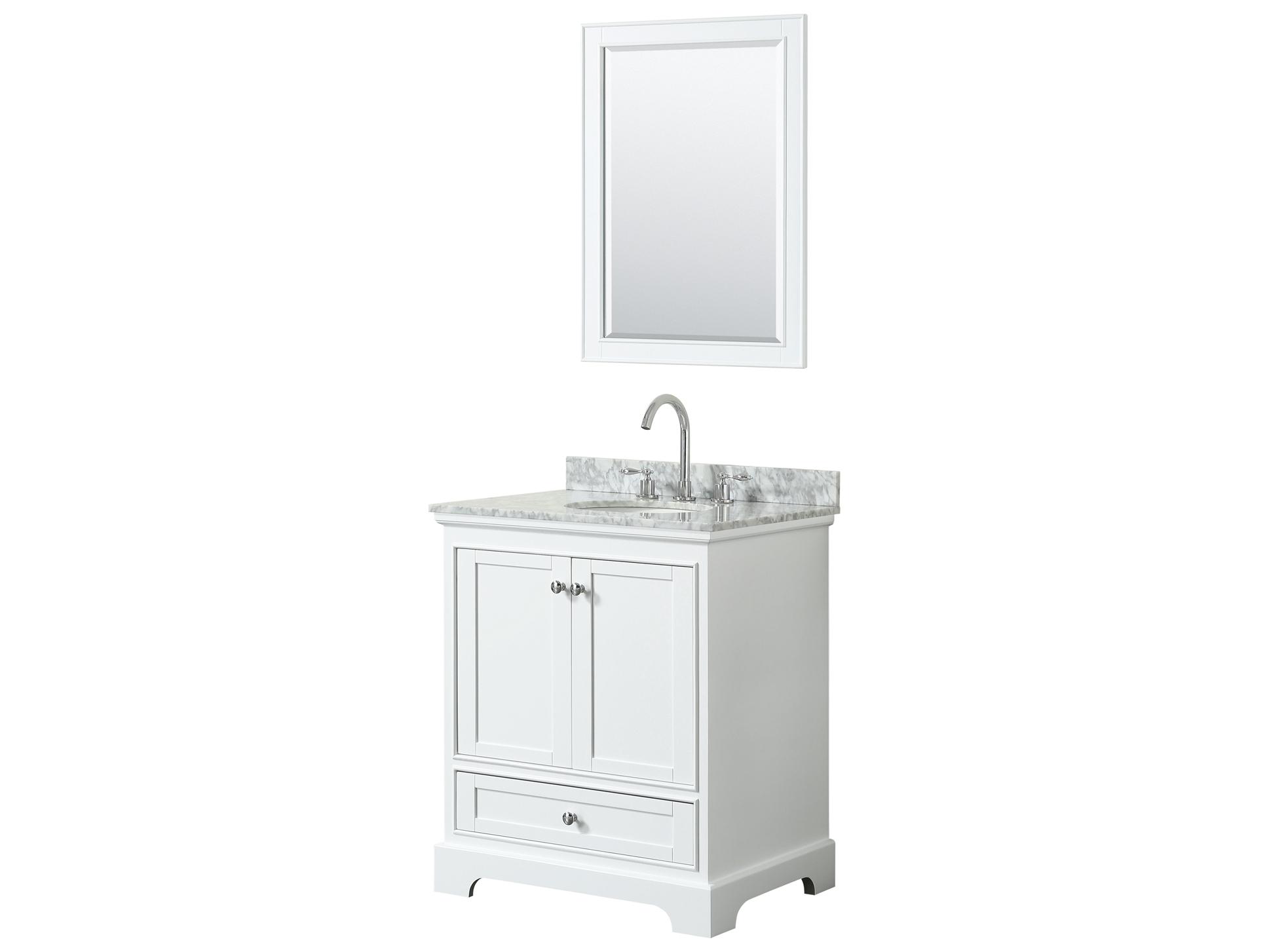 Wyndham Collection Deborah 30" White Vanity with 24" Mirror