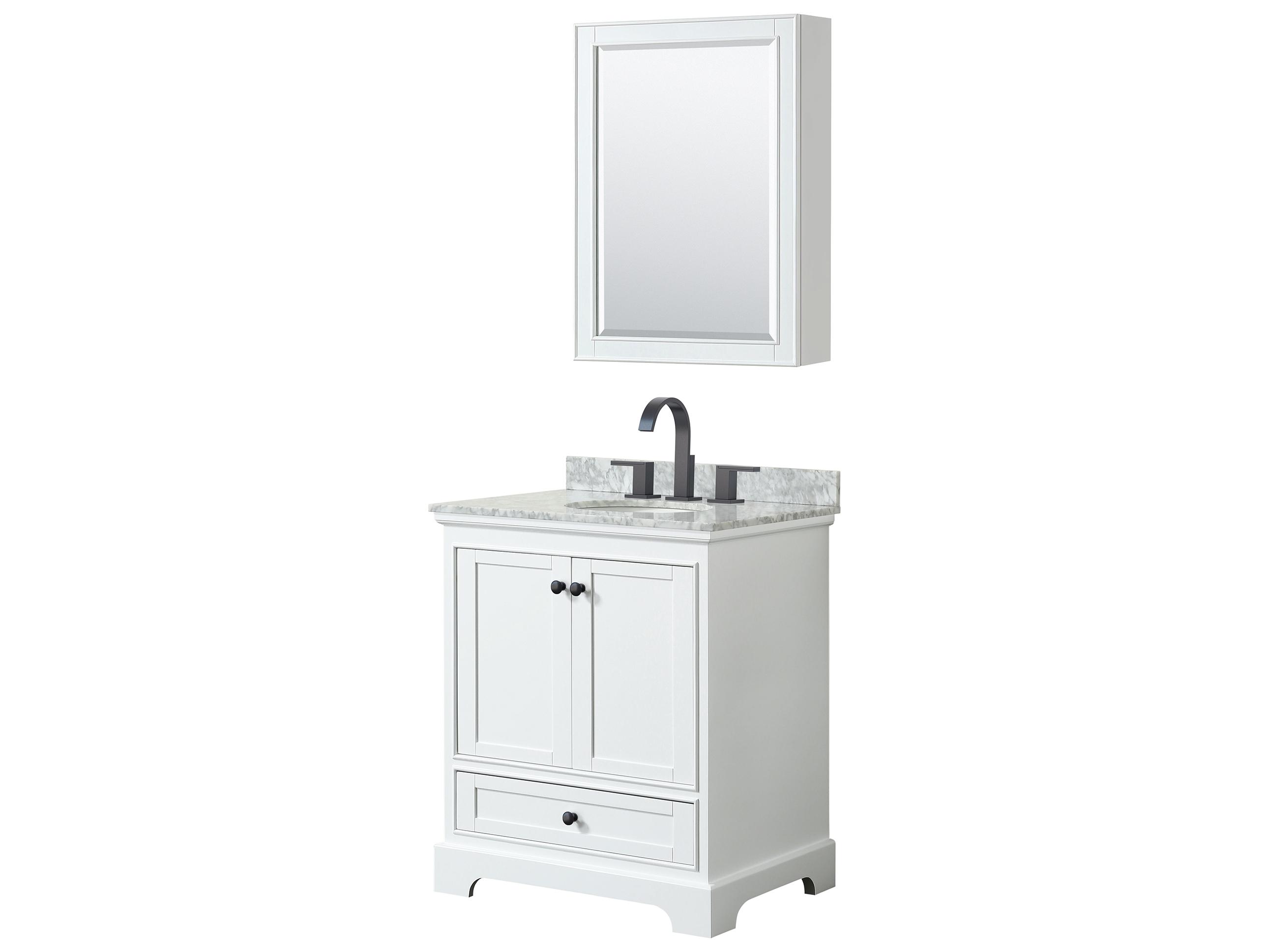 Wyndham Collection Deborah 30" White Vanity with Medicine Cabinet