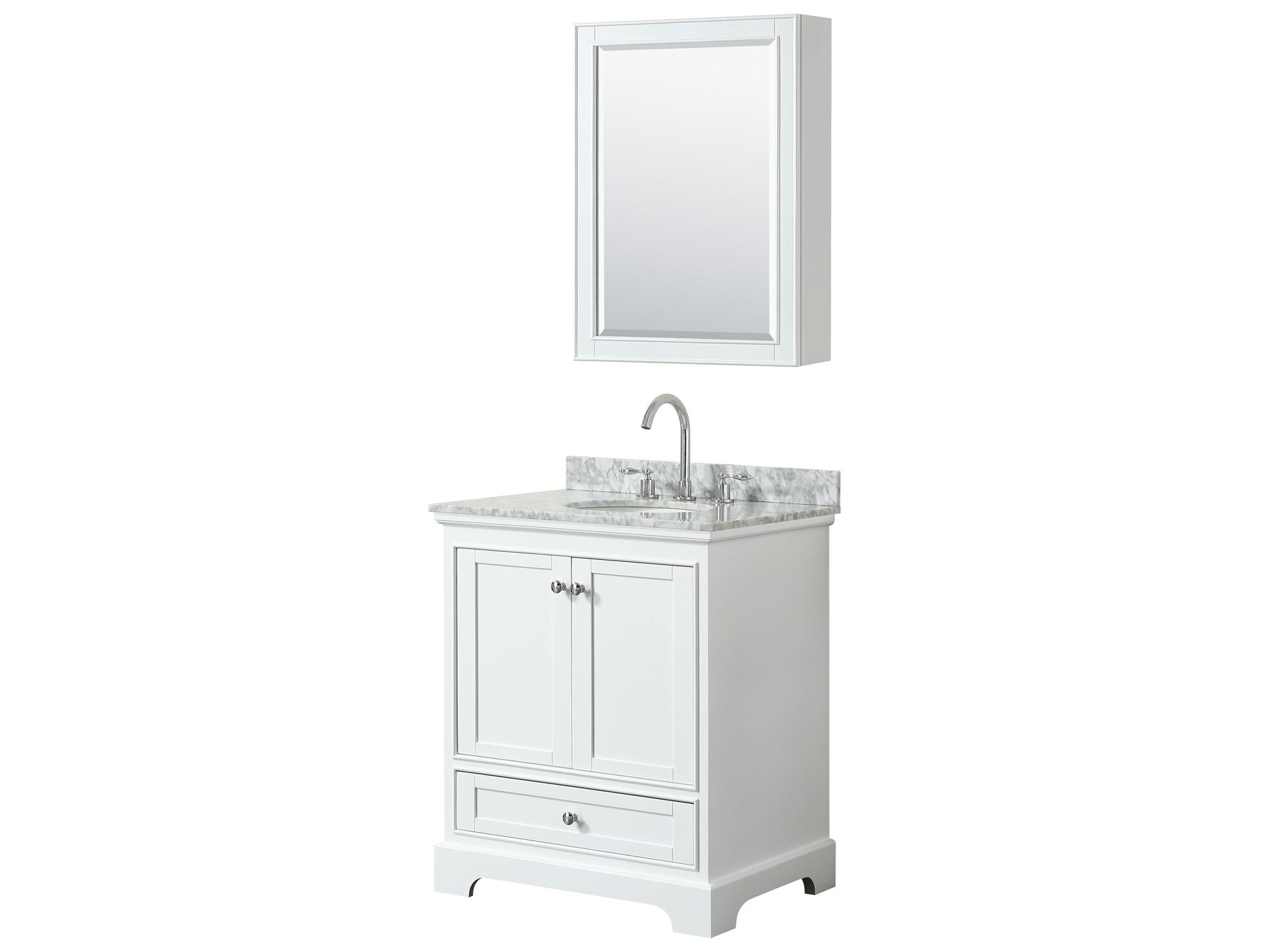 Wyndham Collection Deborah 30" White Vanity with Medicine Cabinet