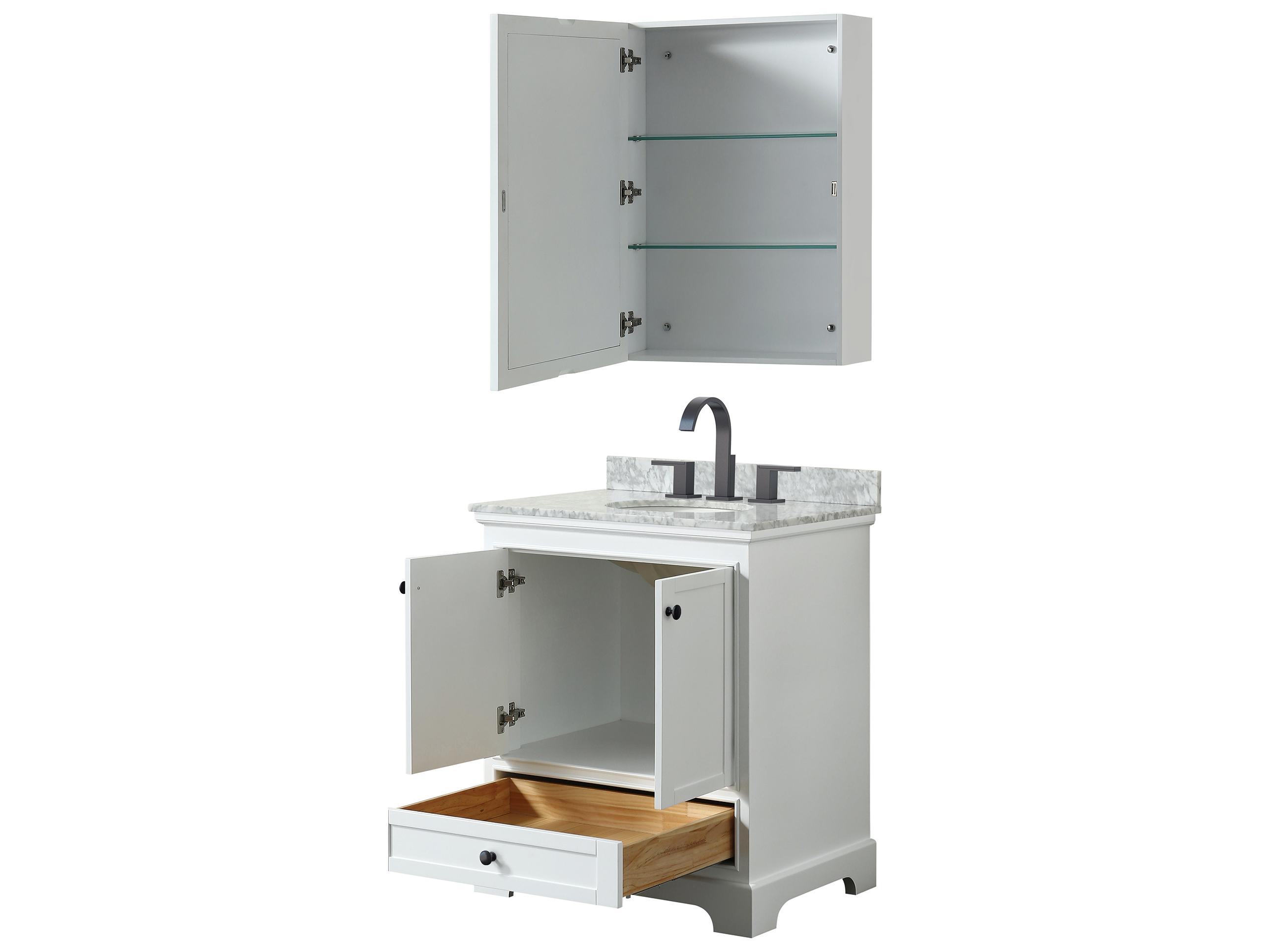 Wyndham Collection Deborah 30" White Vanity with Medicine Cabinet