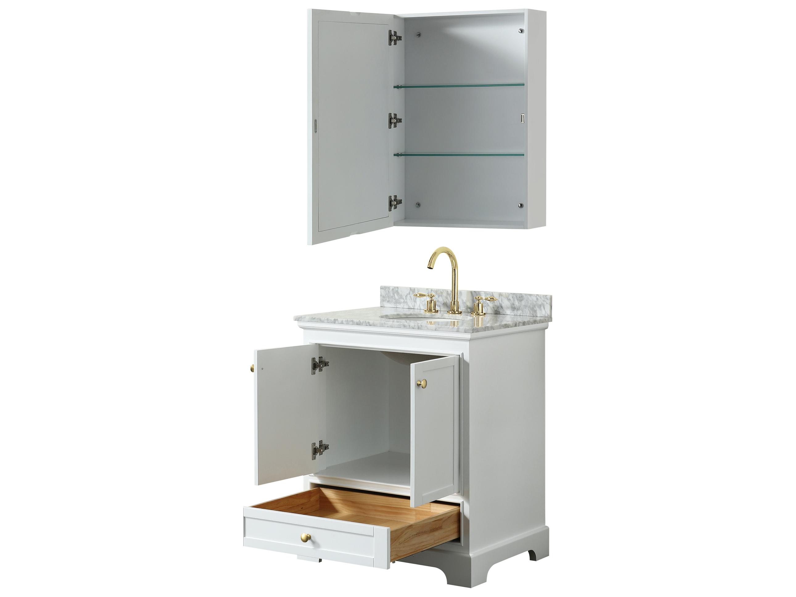 Wyndham Collection Deborah 30" White Vanity with Medicine Cabinet