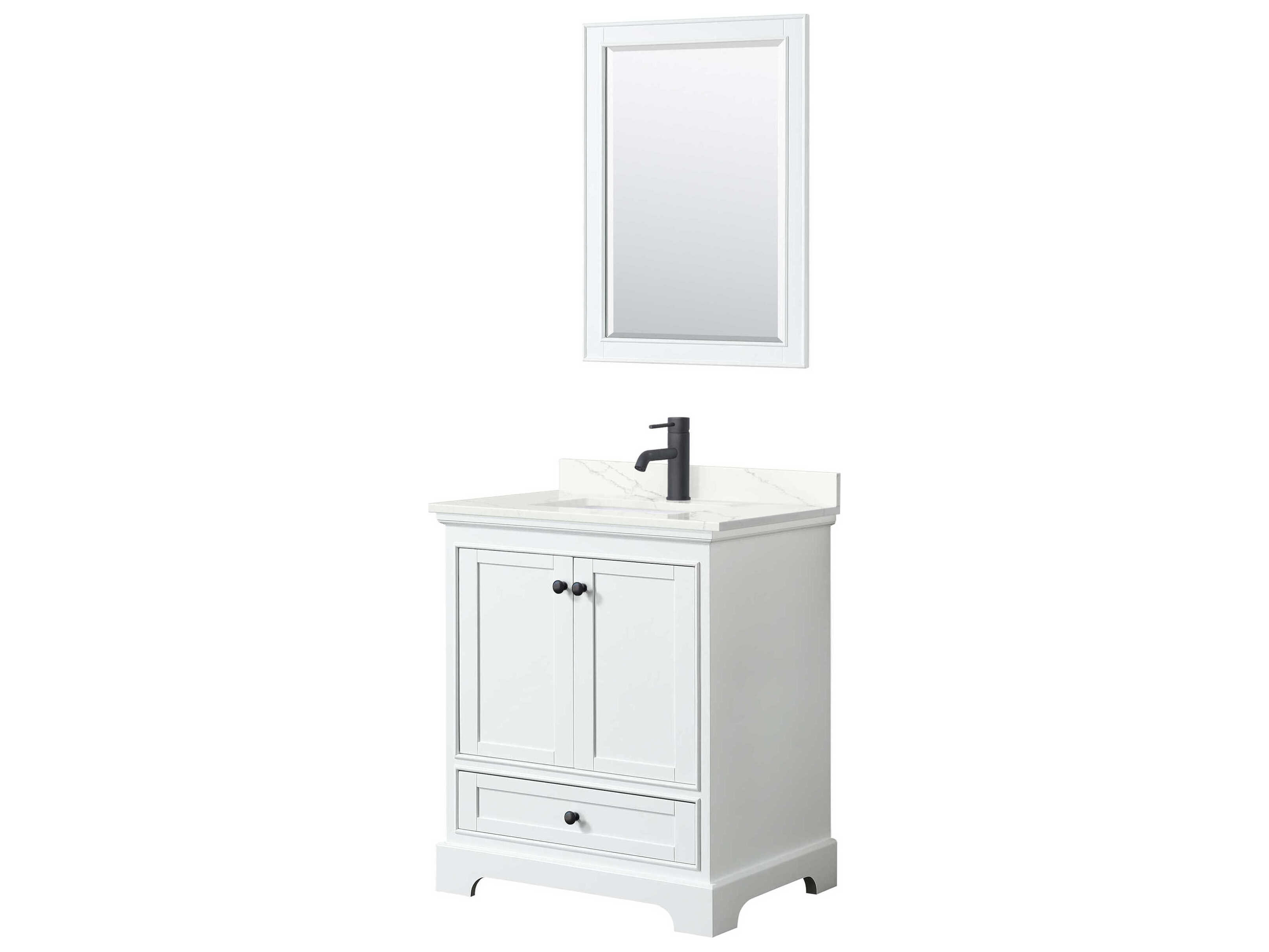 Wyndham Collection Deborah 30" White Vanity with 24" Mirror