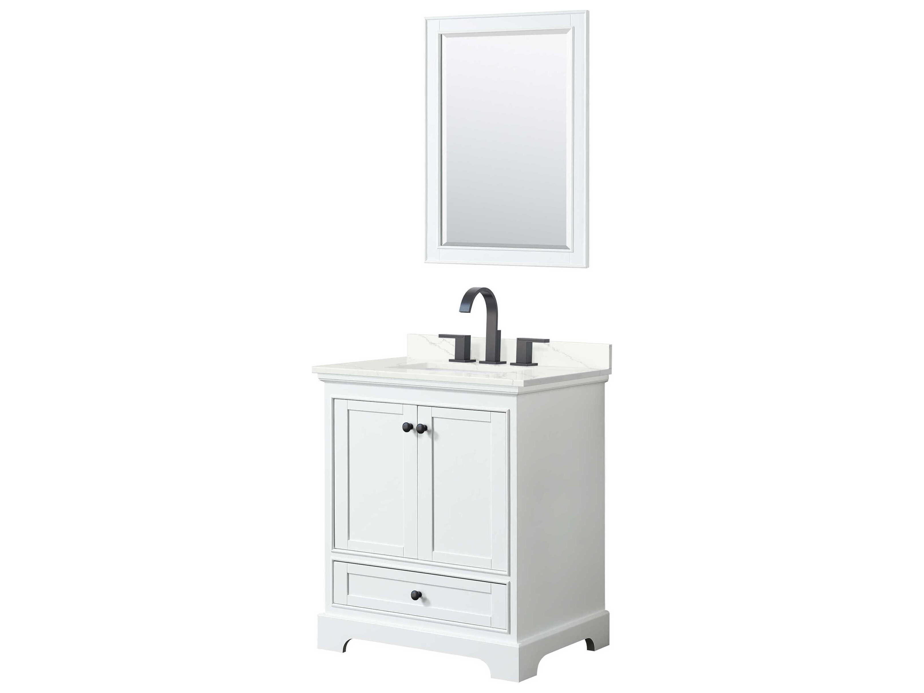 Wyndham Collection Deborah 30" White Vanity with 24" Mirror