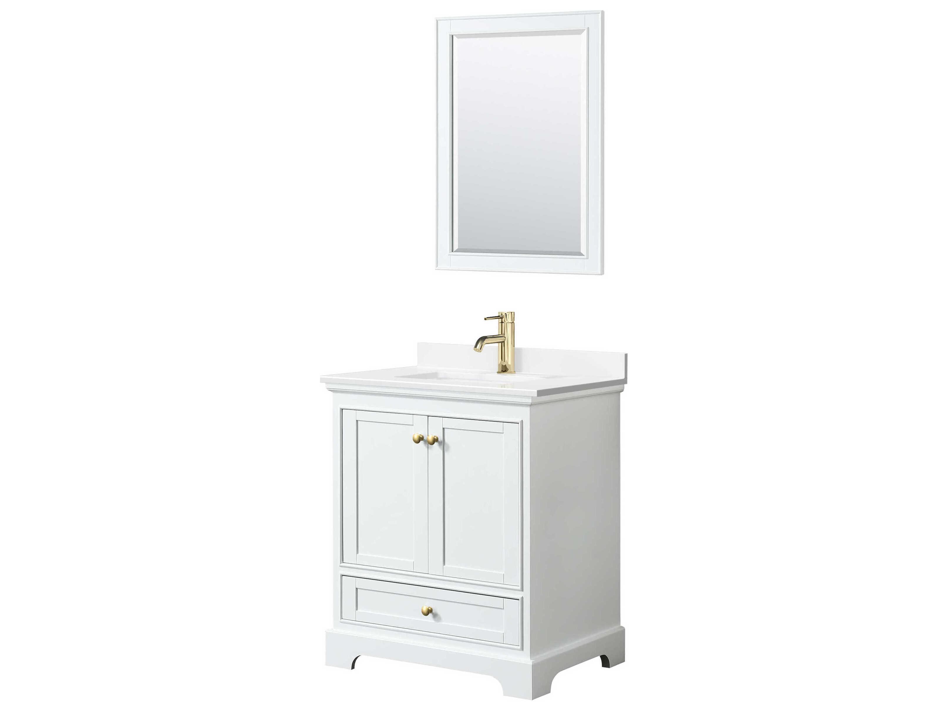 Wyndham Collection Deborah 30" White Vanity with 24" Mirror