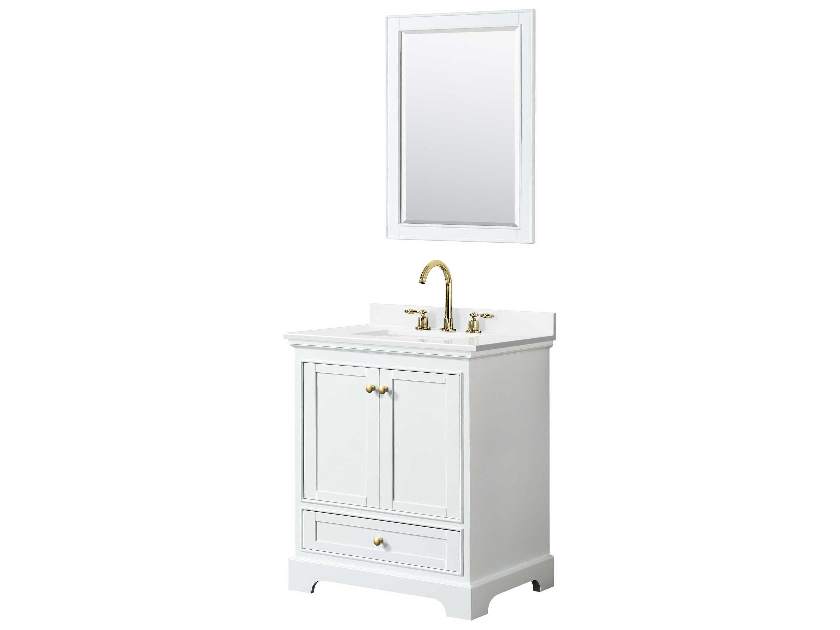 Wyndham Collection Deborah 30" White Vanity with 24" Mirror