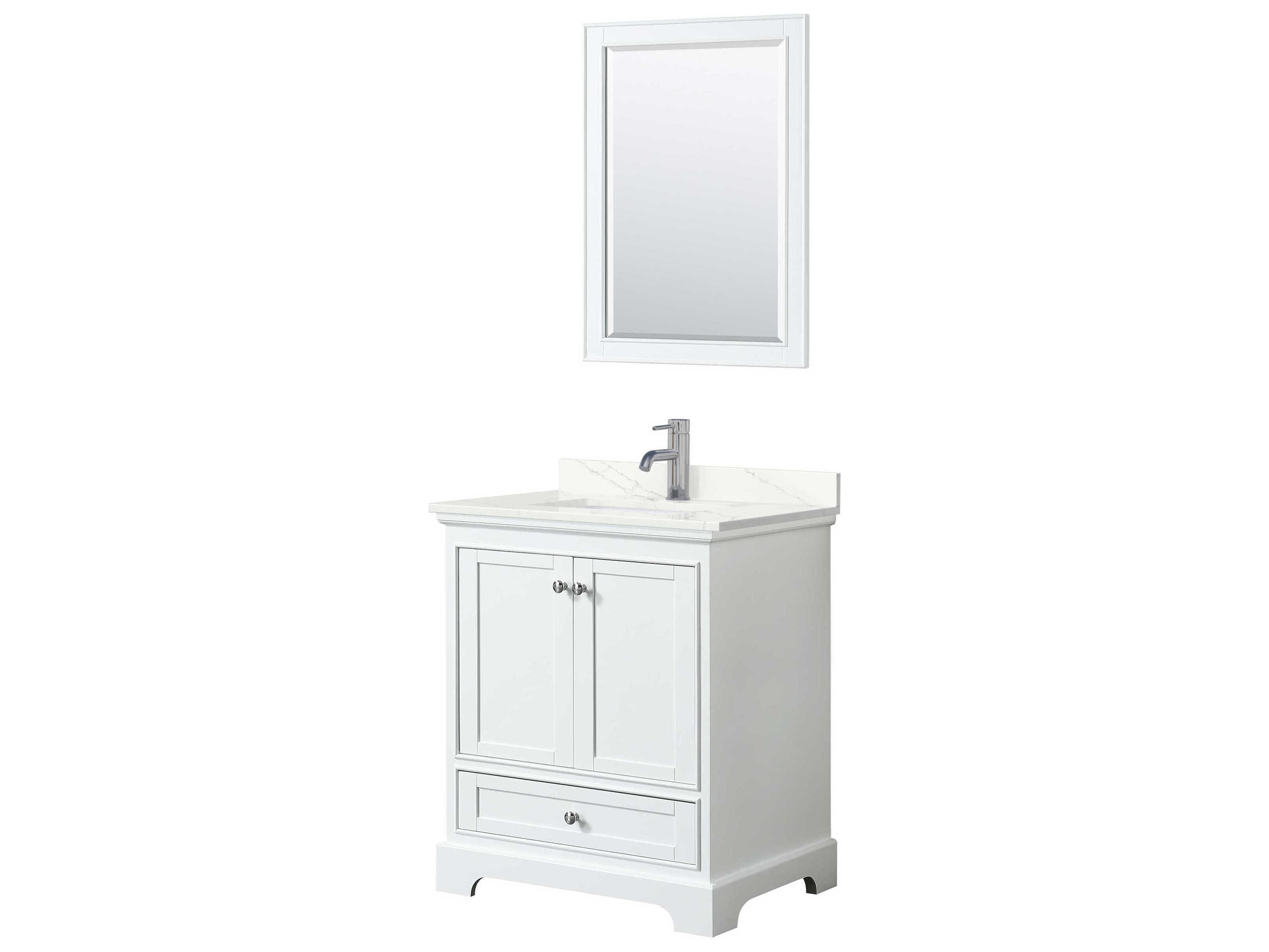 Wyndham Collection Deborah 30" White Vanity with 24" Mirror