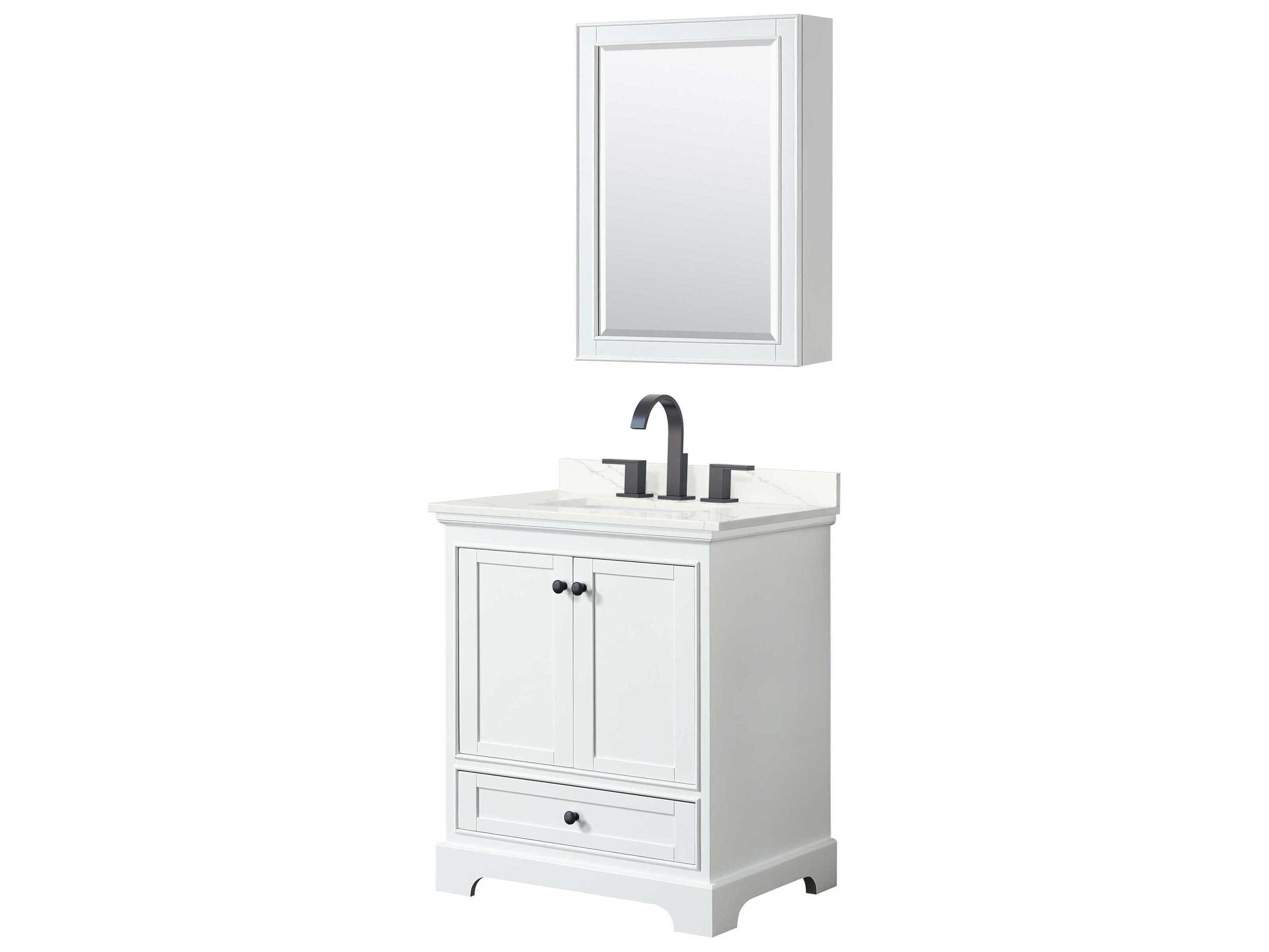 Wyndham Collection Deborah 30" White Vanity with Medicine Cabinet