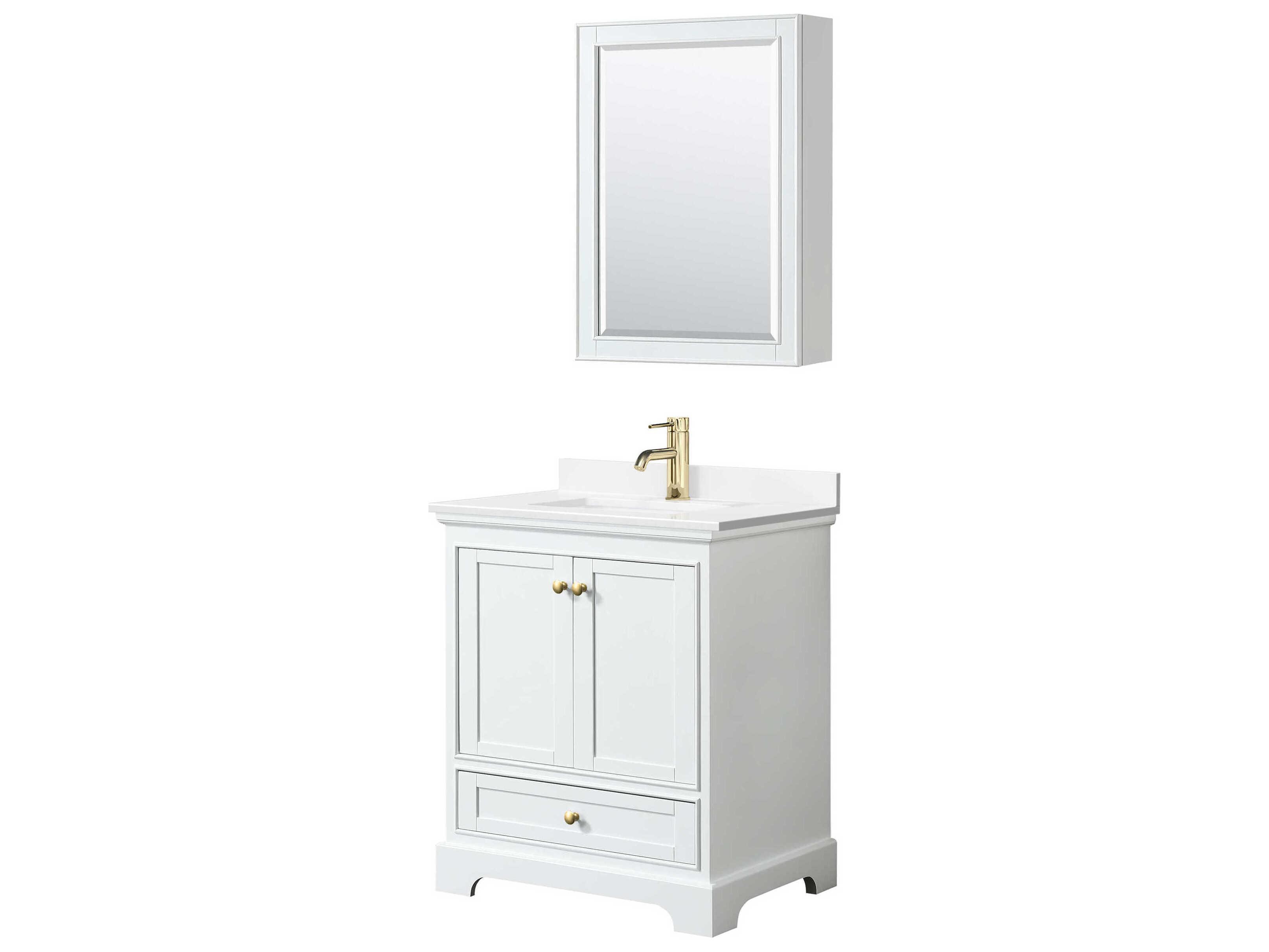 Wyndham Collection Deborah 30" White Vanity with Medicine Cabinet