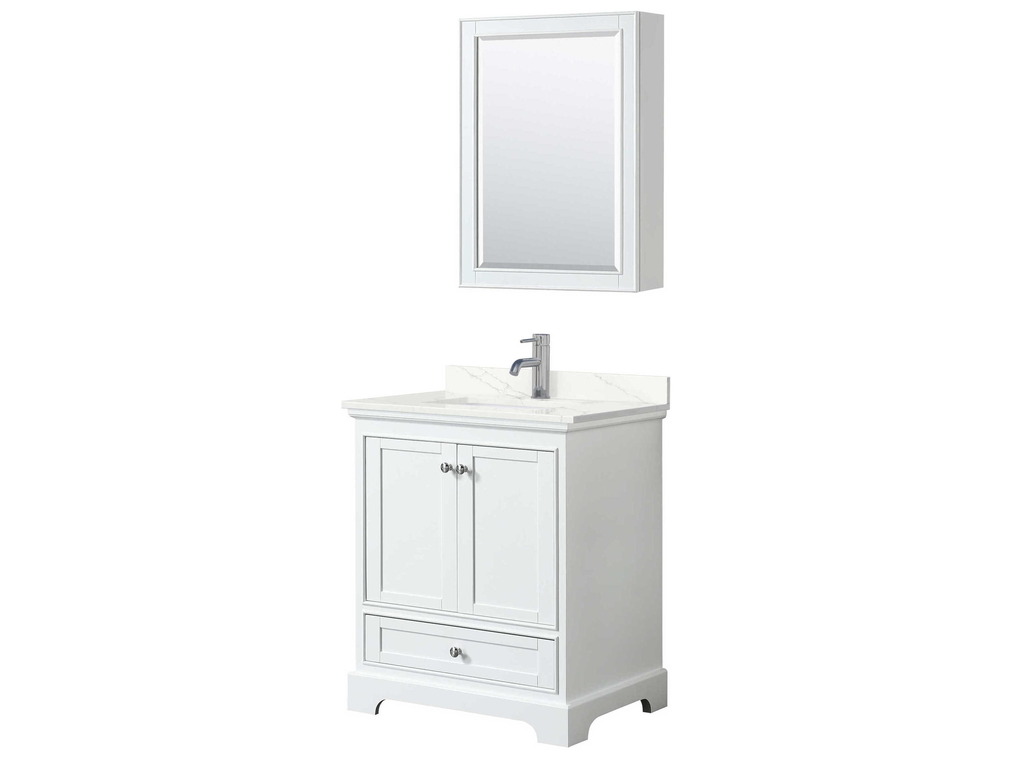Wyndham Collection Deborah 30" White Vanity with Medicine Cabinet