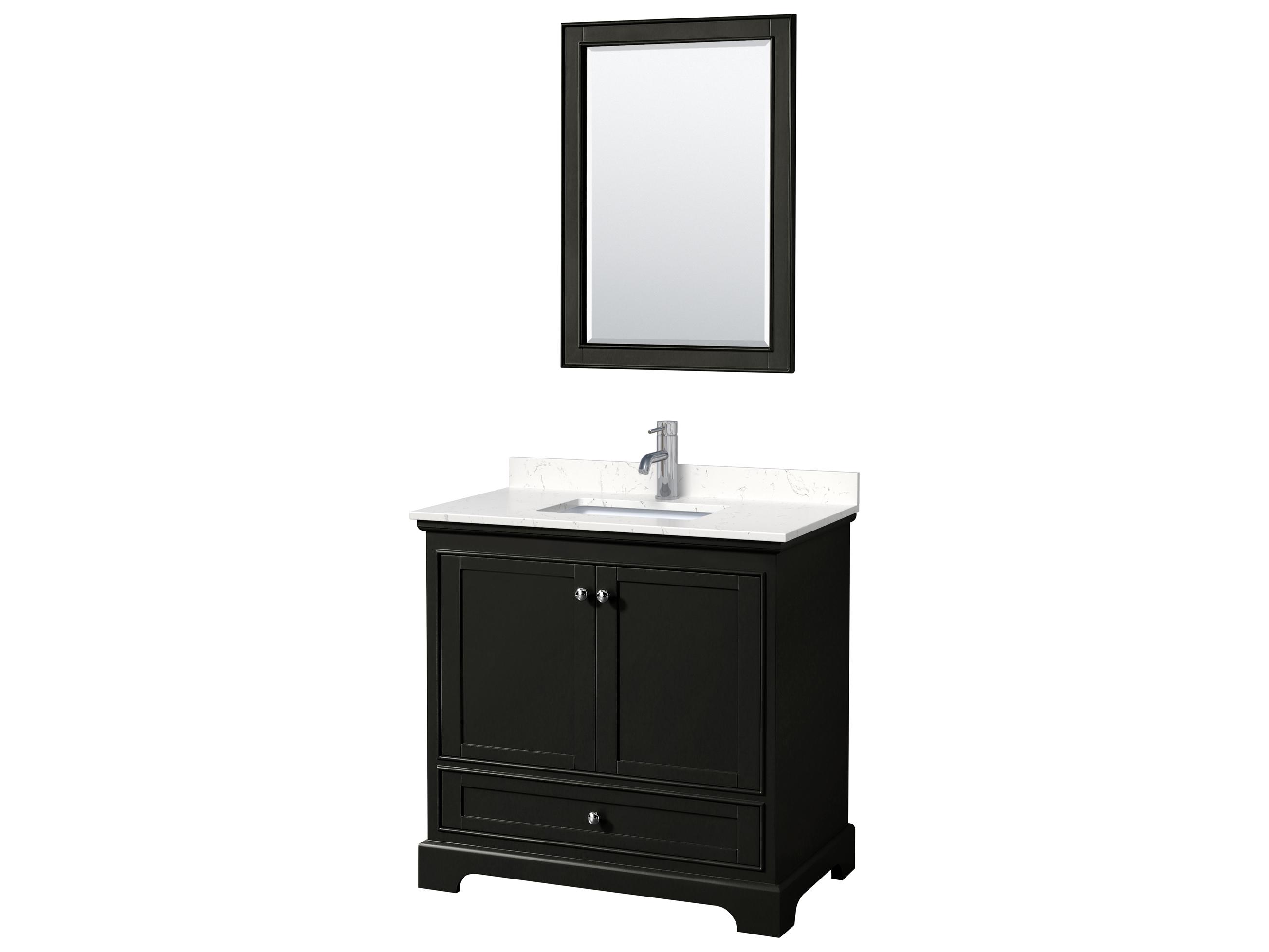 Wyndham Collection Deborah 36" Dark Espresso Vanity with 24" Mirror