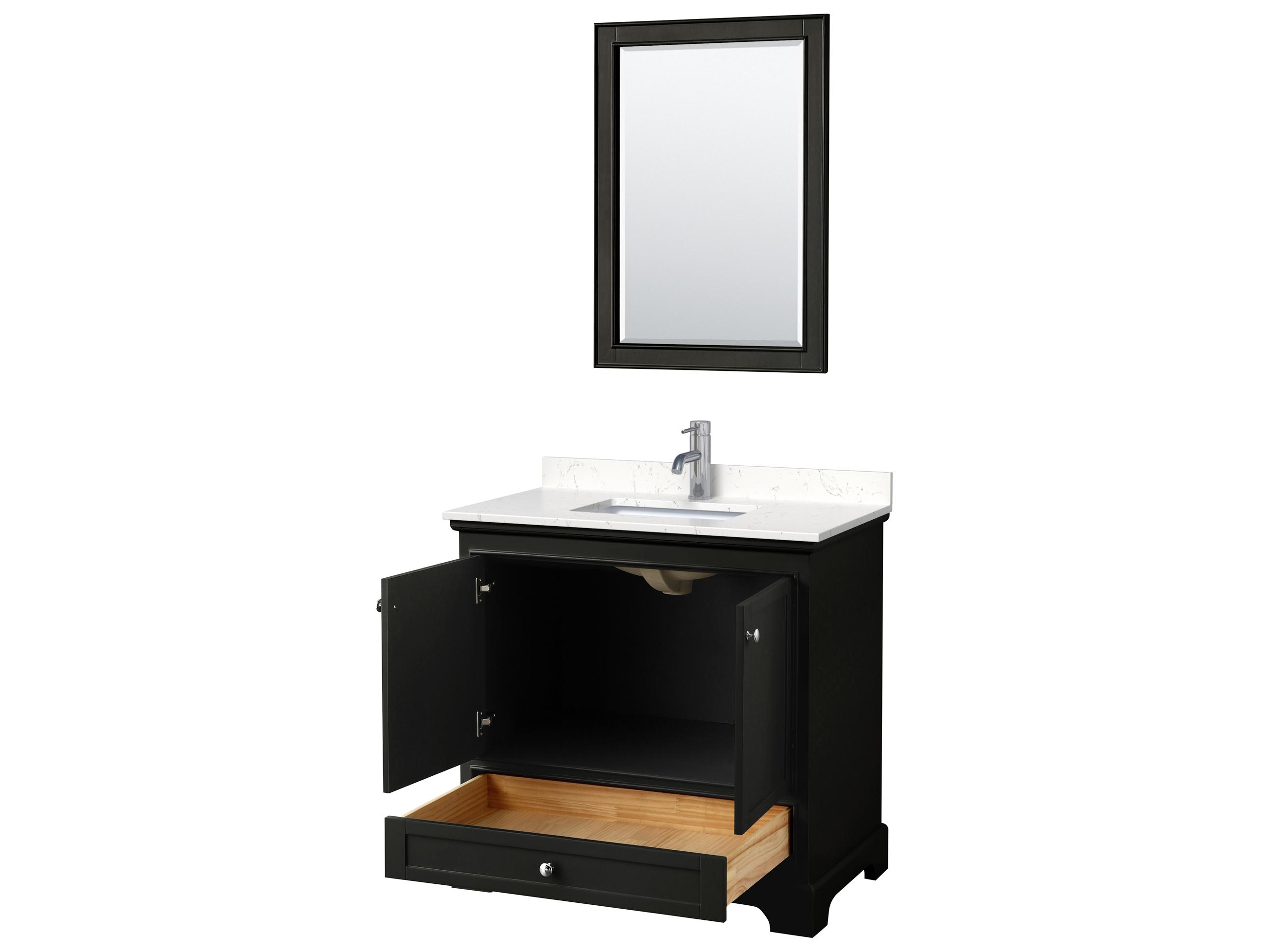 Wyndham Collection Deborah 36" Dark Espresso Vanity with 24" Mirror