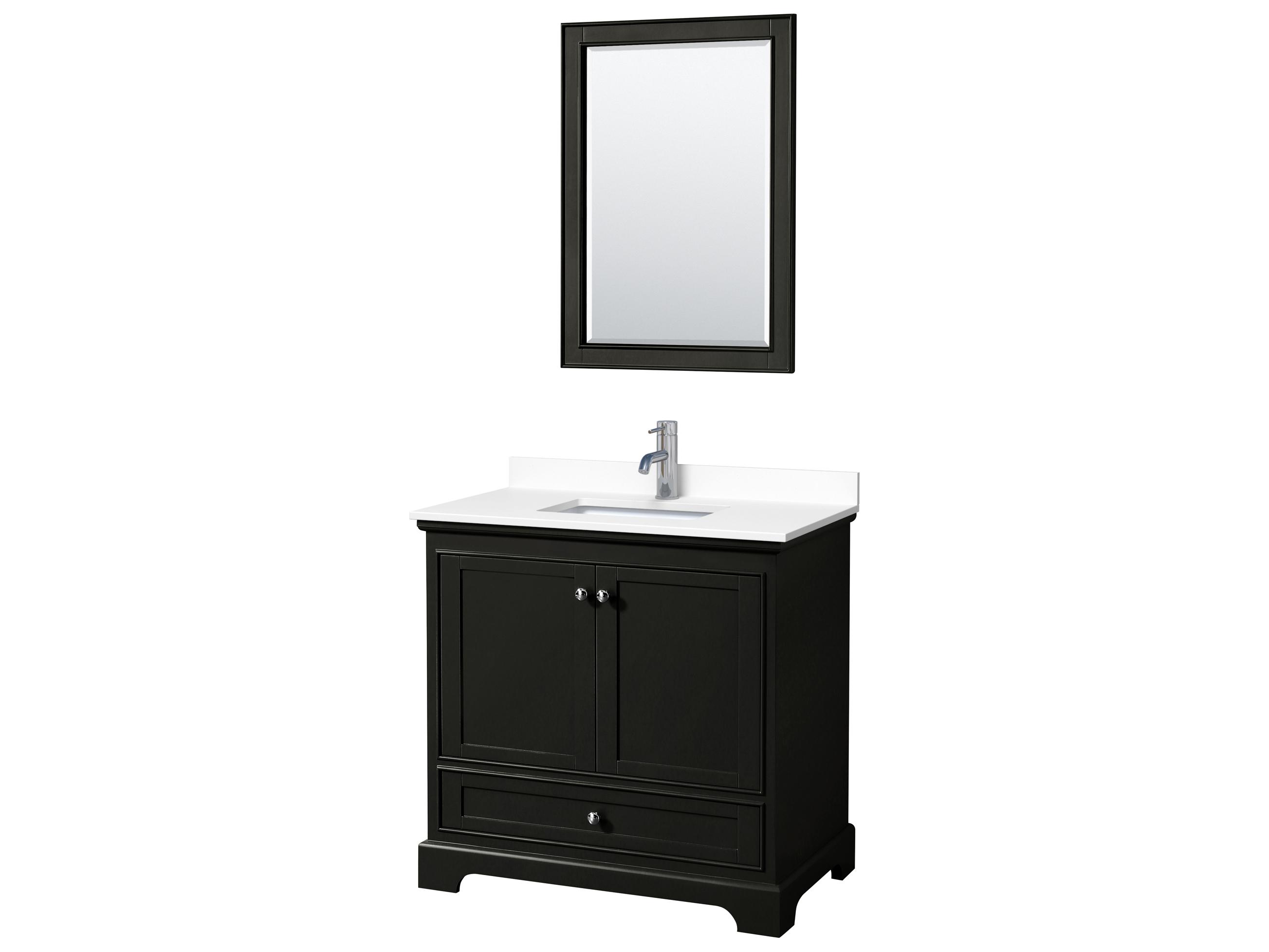 Wyndham Collection Deborah 36" Dark Espresso Vanity with 24" Mirror