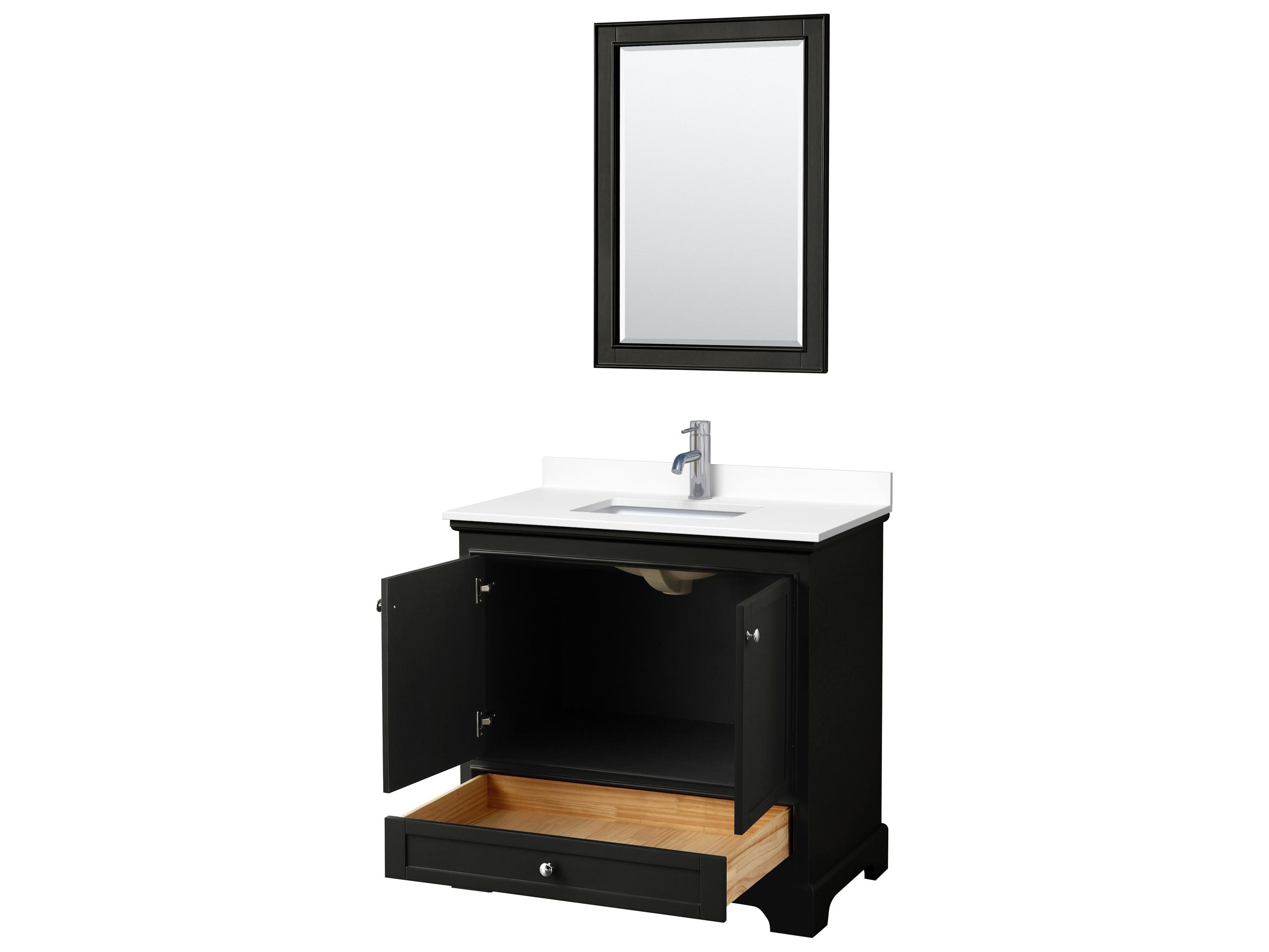 Wyndham Collection Deborah 36" Dark Espresso Vanity with 24" Mirror