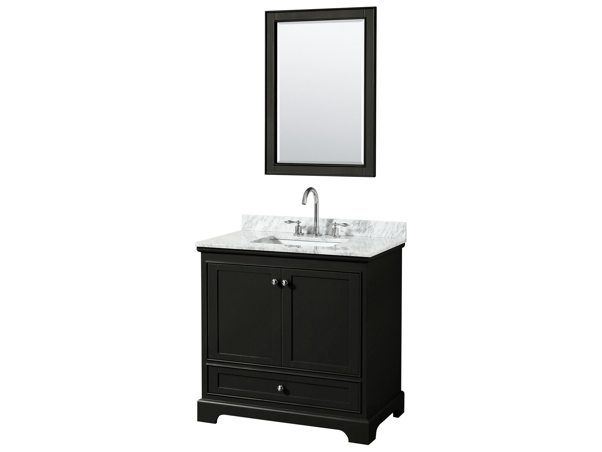 Wyndham Collection Deborah 36" Dark Espresso Vanity with 24" Mirror