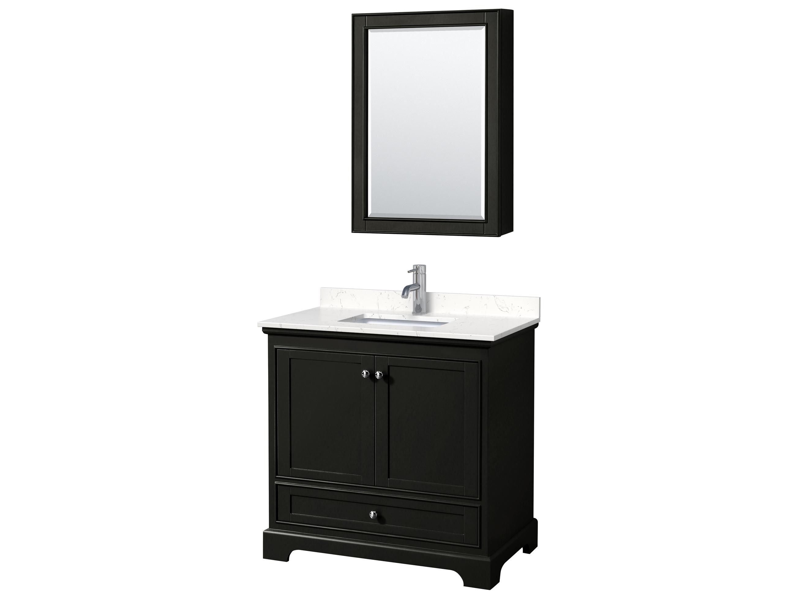 Wyndham Collection Deborah 36" Dark Espresso Vanity with Medicine Cabinet