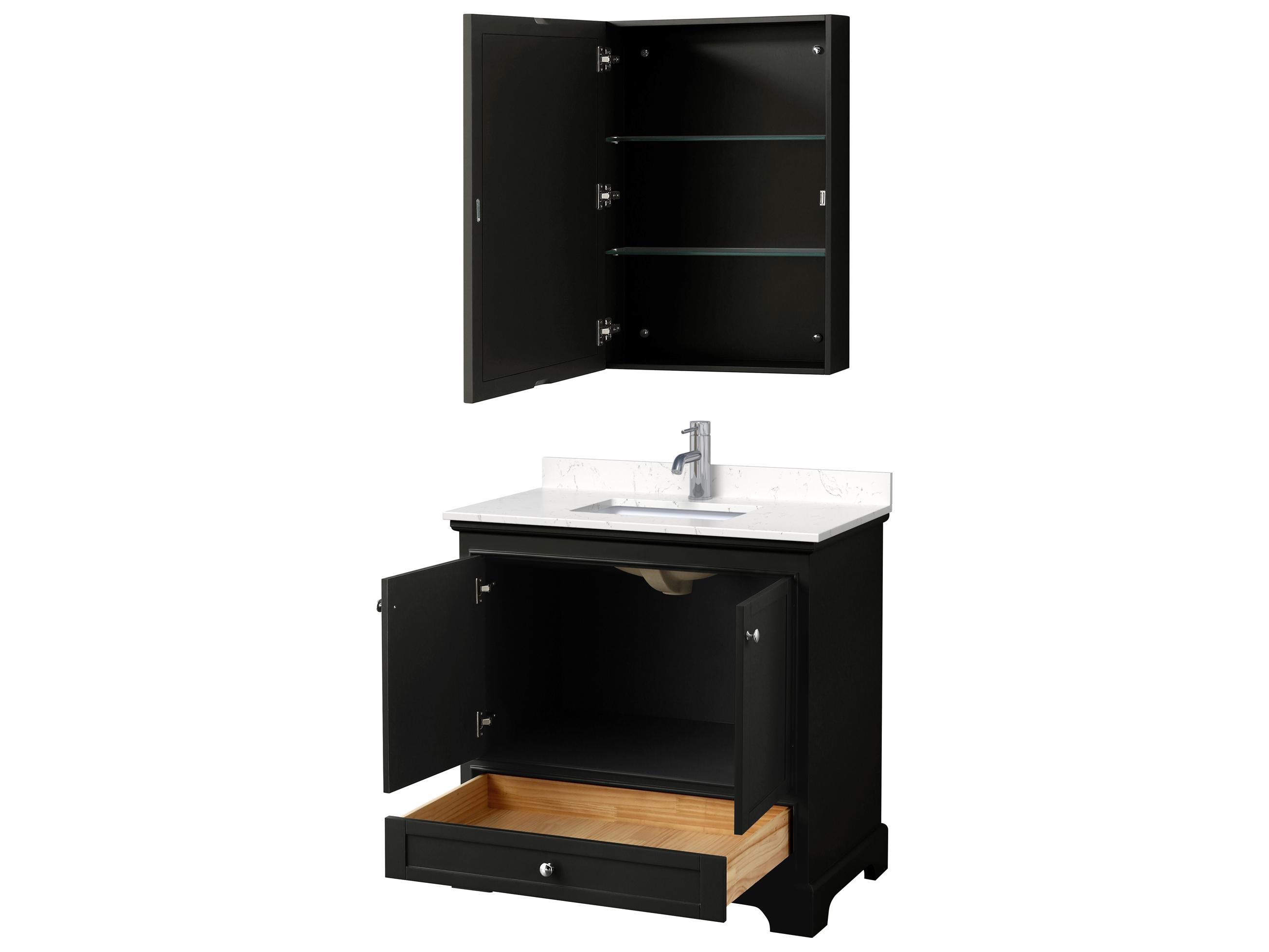 Wyndham Collection Deborah 36" Dark Espresso Vanity with Medicine Cabinet