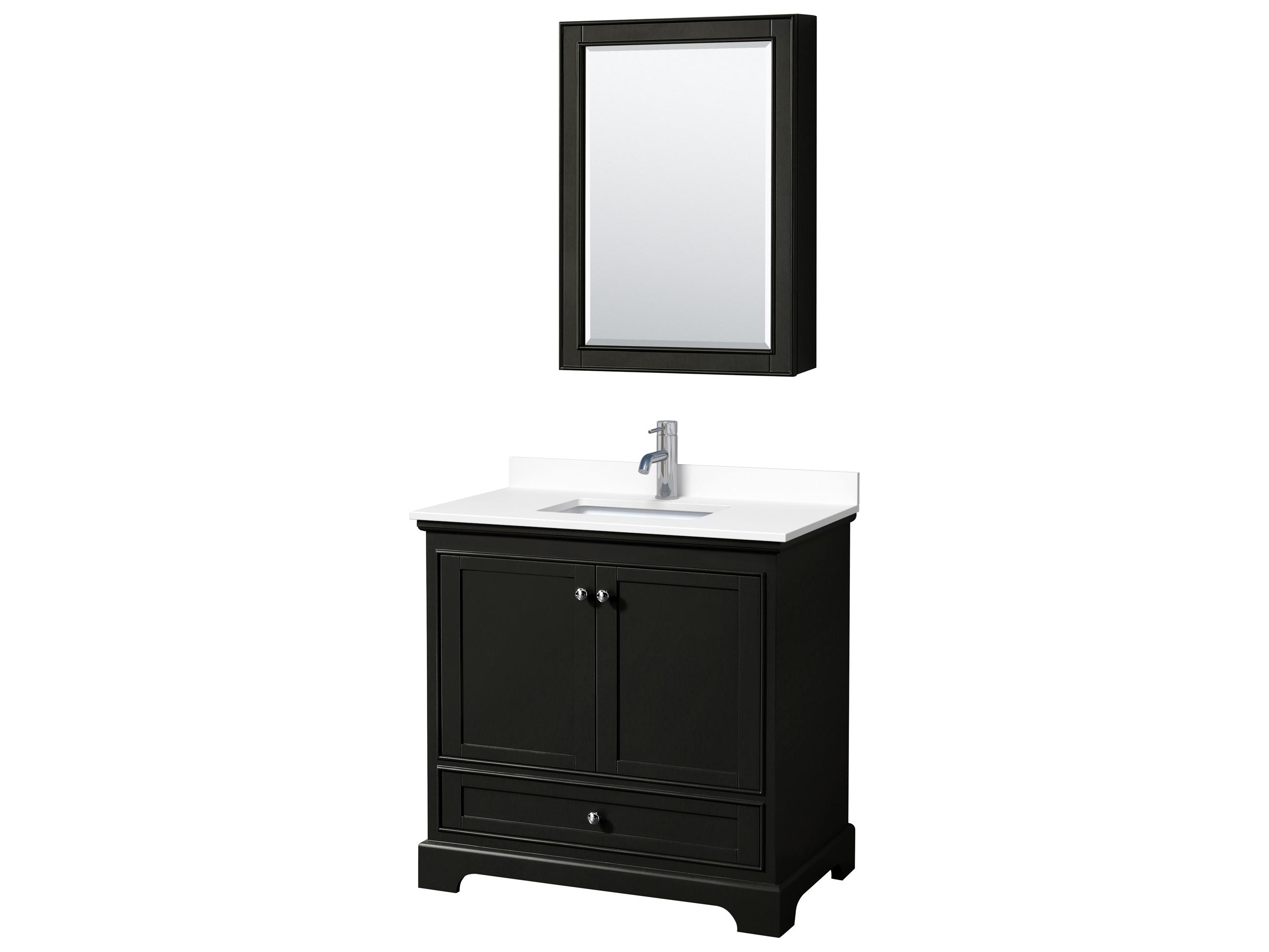 Wyndham Collection Deborah 36" Dark Espresso Vanity with Medicine Cabinet