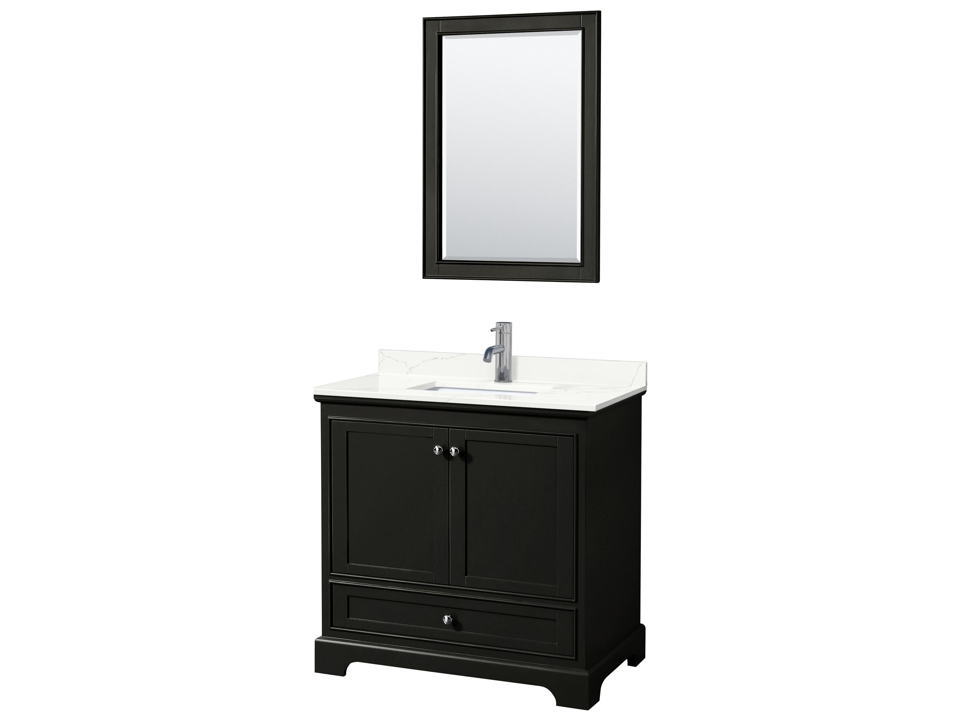 Wyndham Collection Deborah 36" Dark Espresso Vanity with 24" Mirror