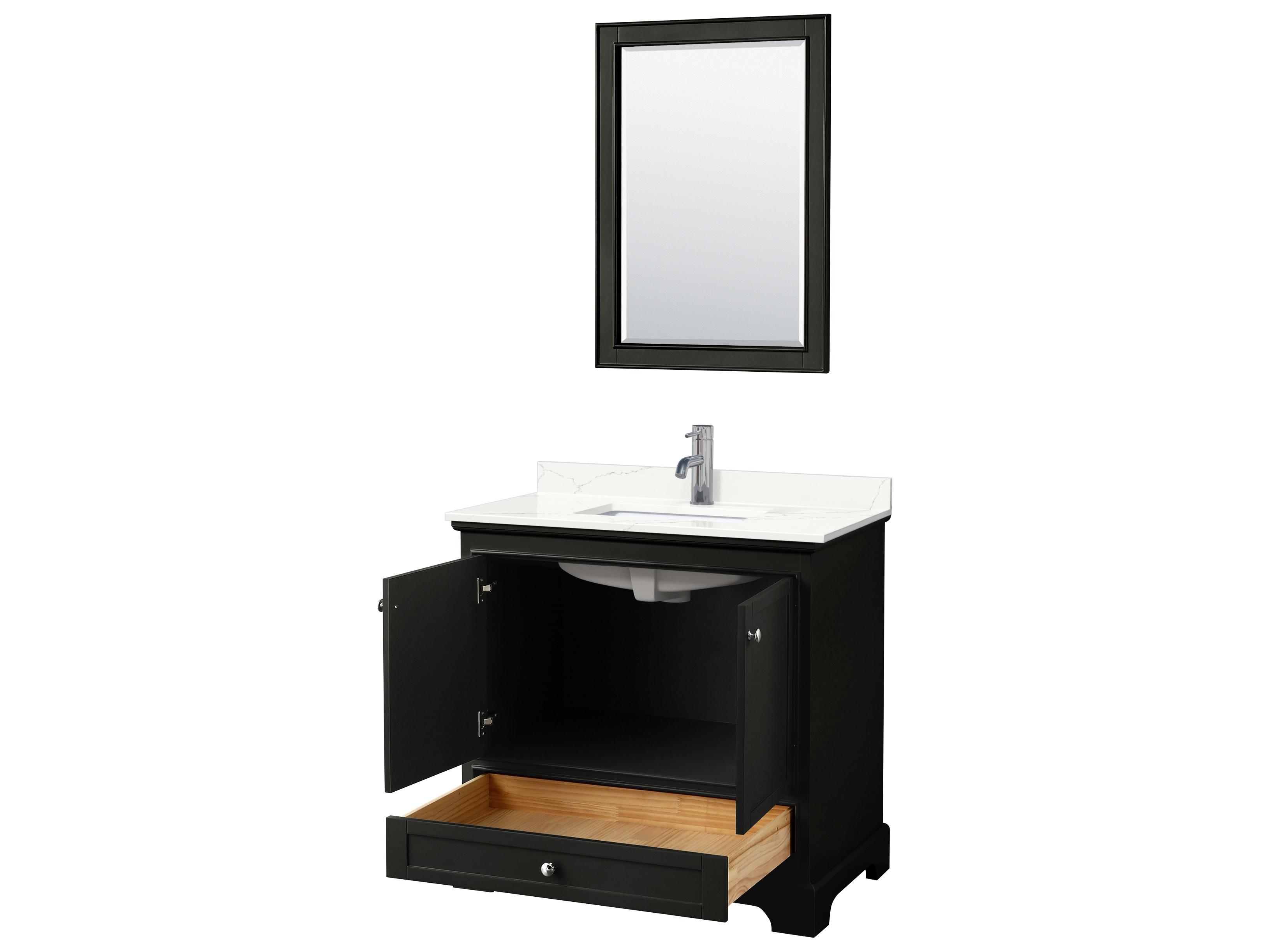 Wyndham Collection Deborah 36" Dark Espresso Vanity with 24" Mirror