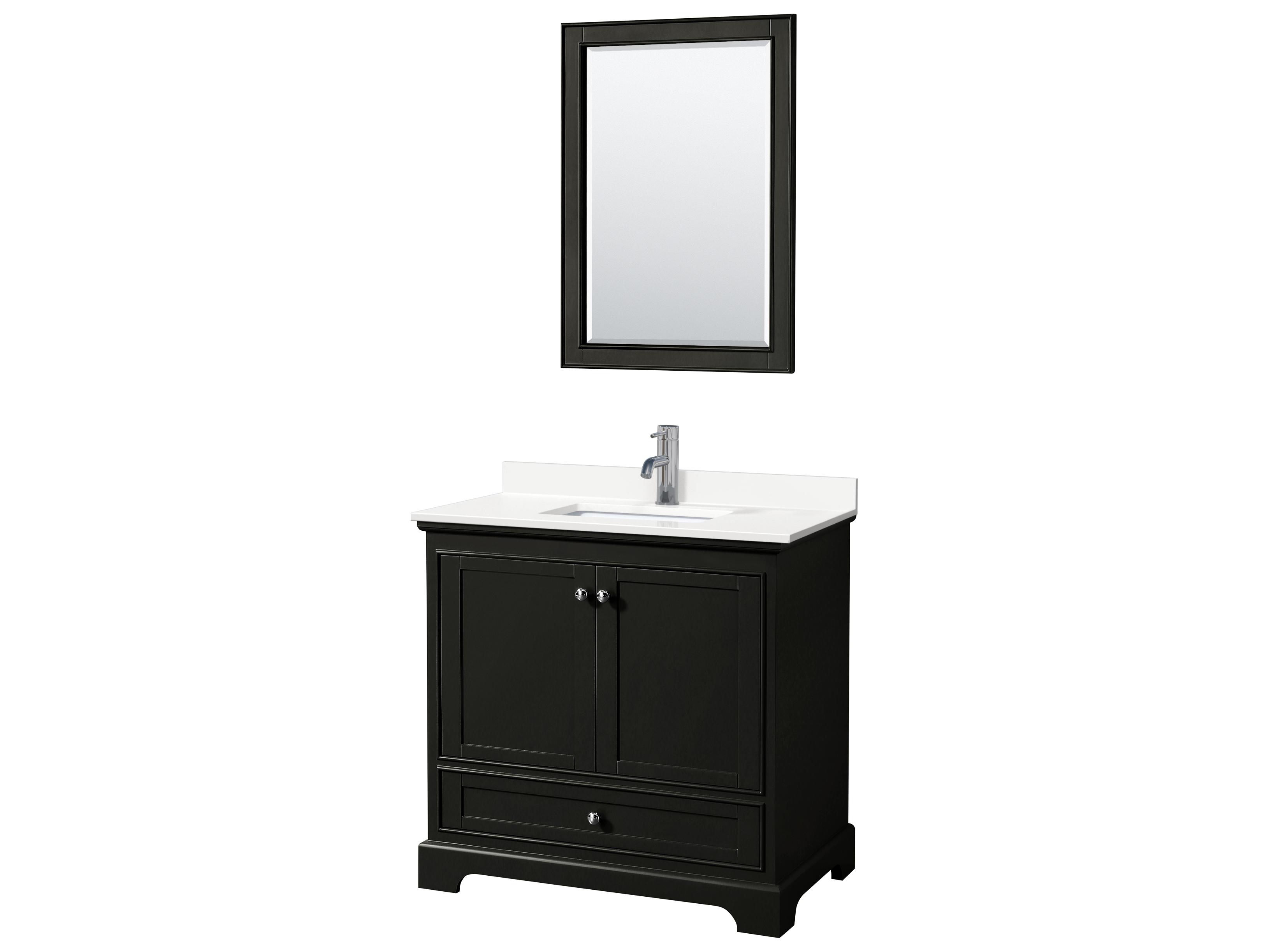 Wyndham Collection Deborah 36" Dark Espresso Vanity with 24" Mirror