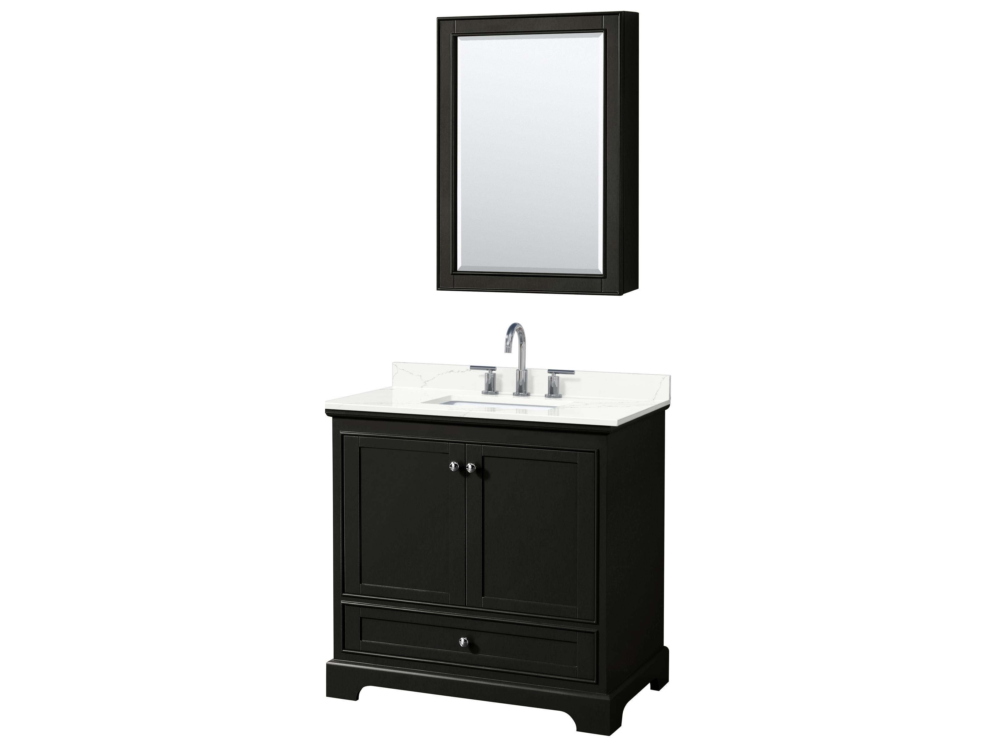 Wyndham Collection Deborah 36" Dark Espresso Vanity with Medicine Cabinet