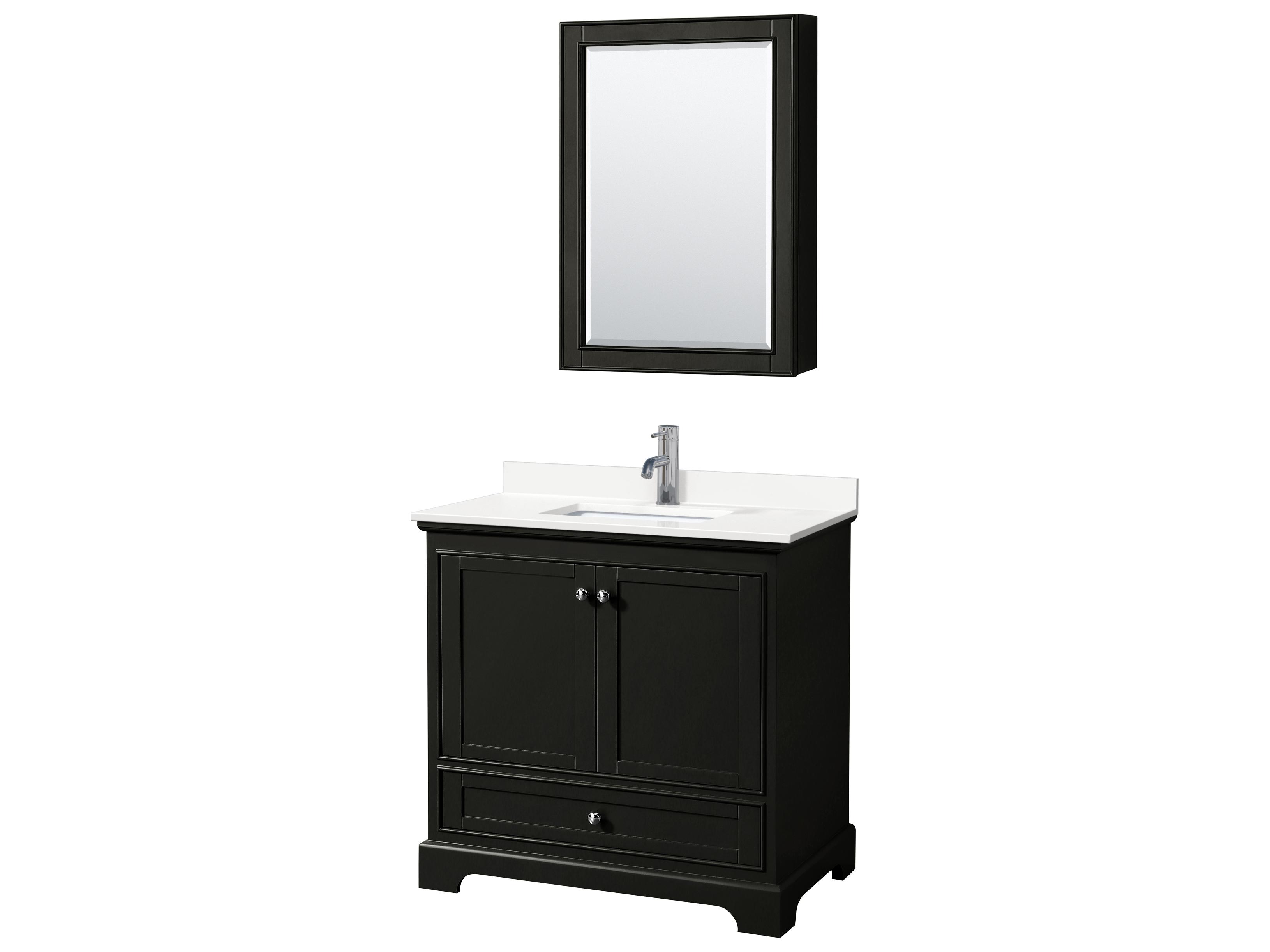 Wyndham Collection Deborah 36" Dark Espresso Vanity with Medicine Cabinet