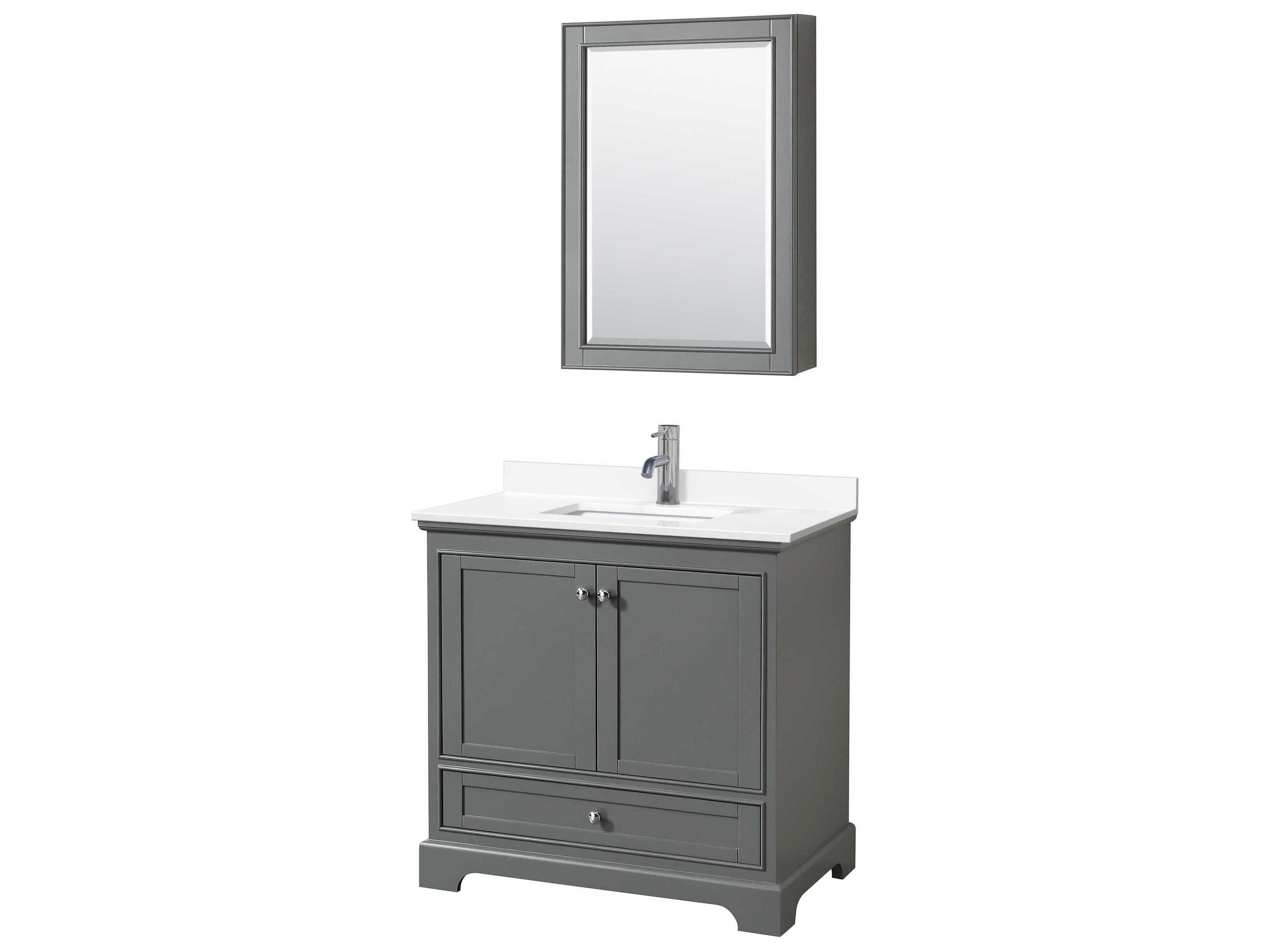 Wyndham Collection Deborah 36" Dark Gray Vanity with Medicine Cabinet