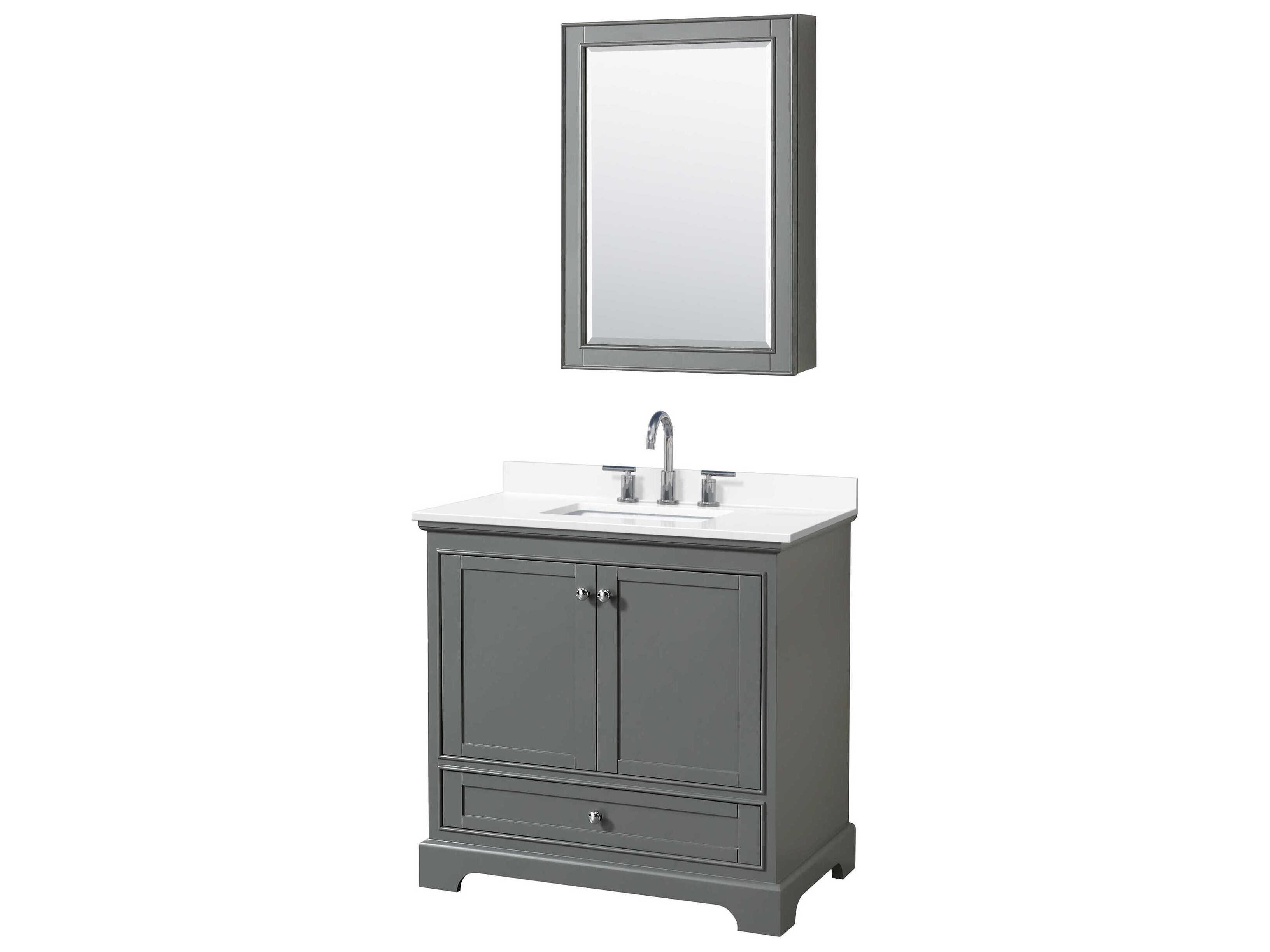 Wyndham Collection Deborah 36" Dark Gray Vanity with Medicine Cabinet