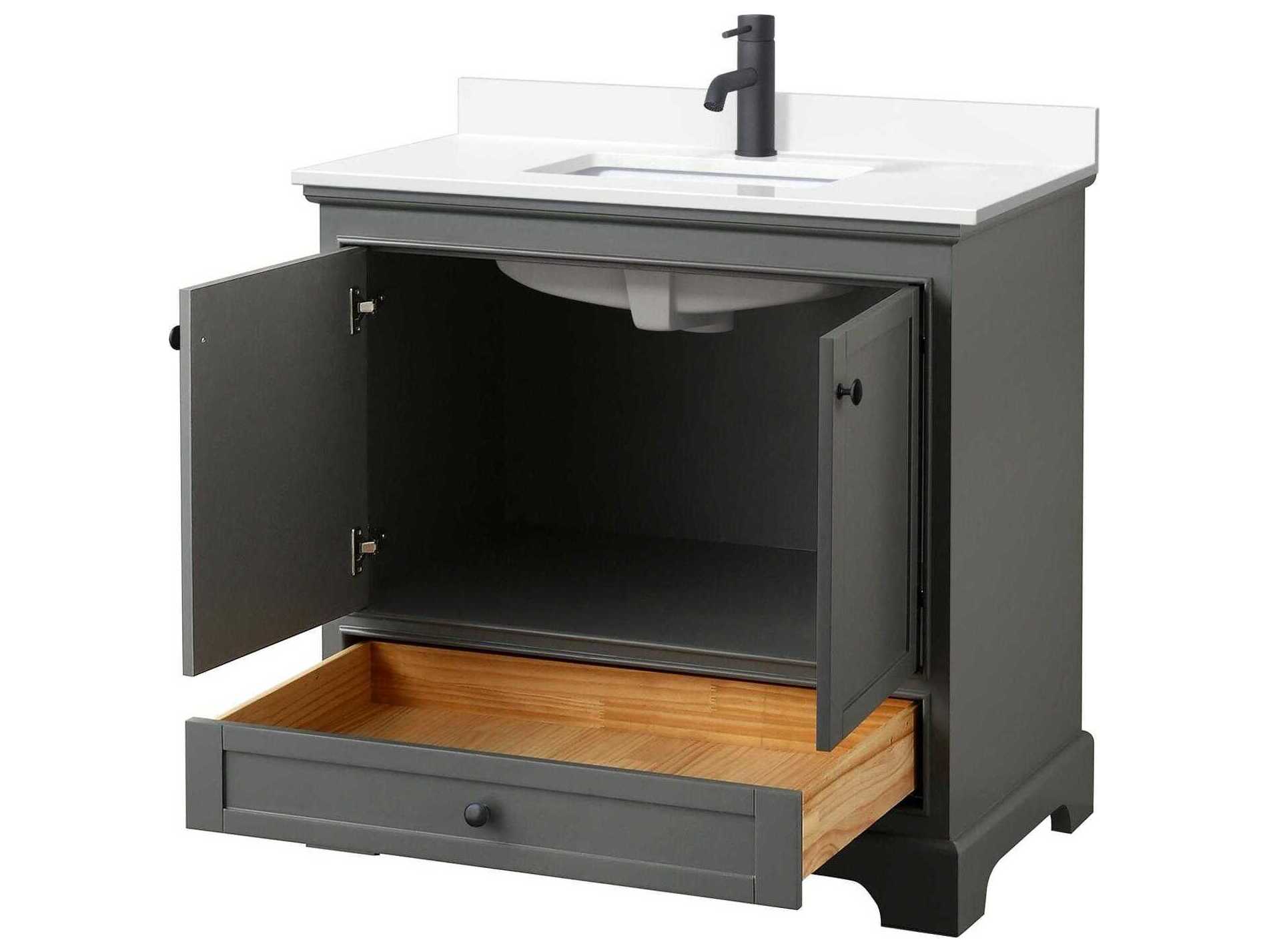 Wyndham Collection Deborah 36" Dark Gray Vanity