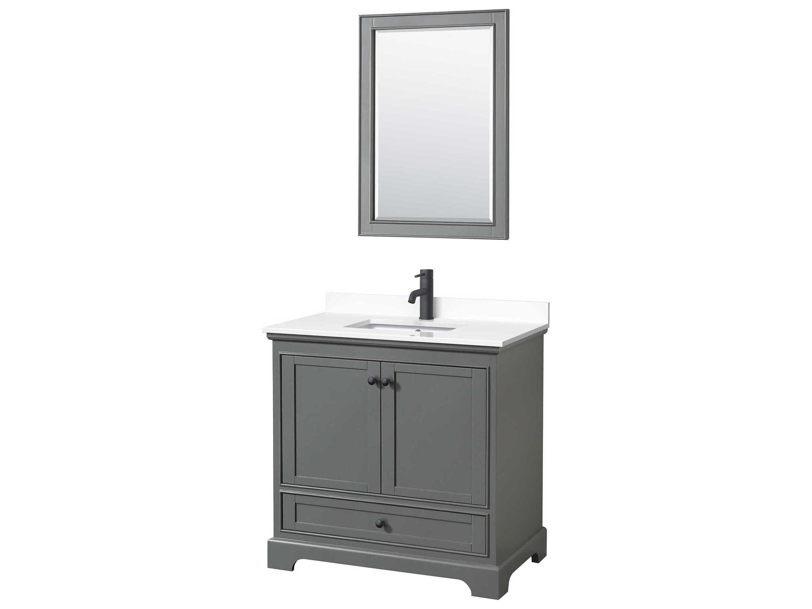 Wyndham Collection Deborah 36" Dark Gray Vanity with 24" Mirror