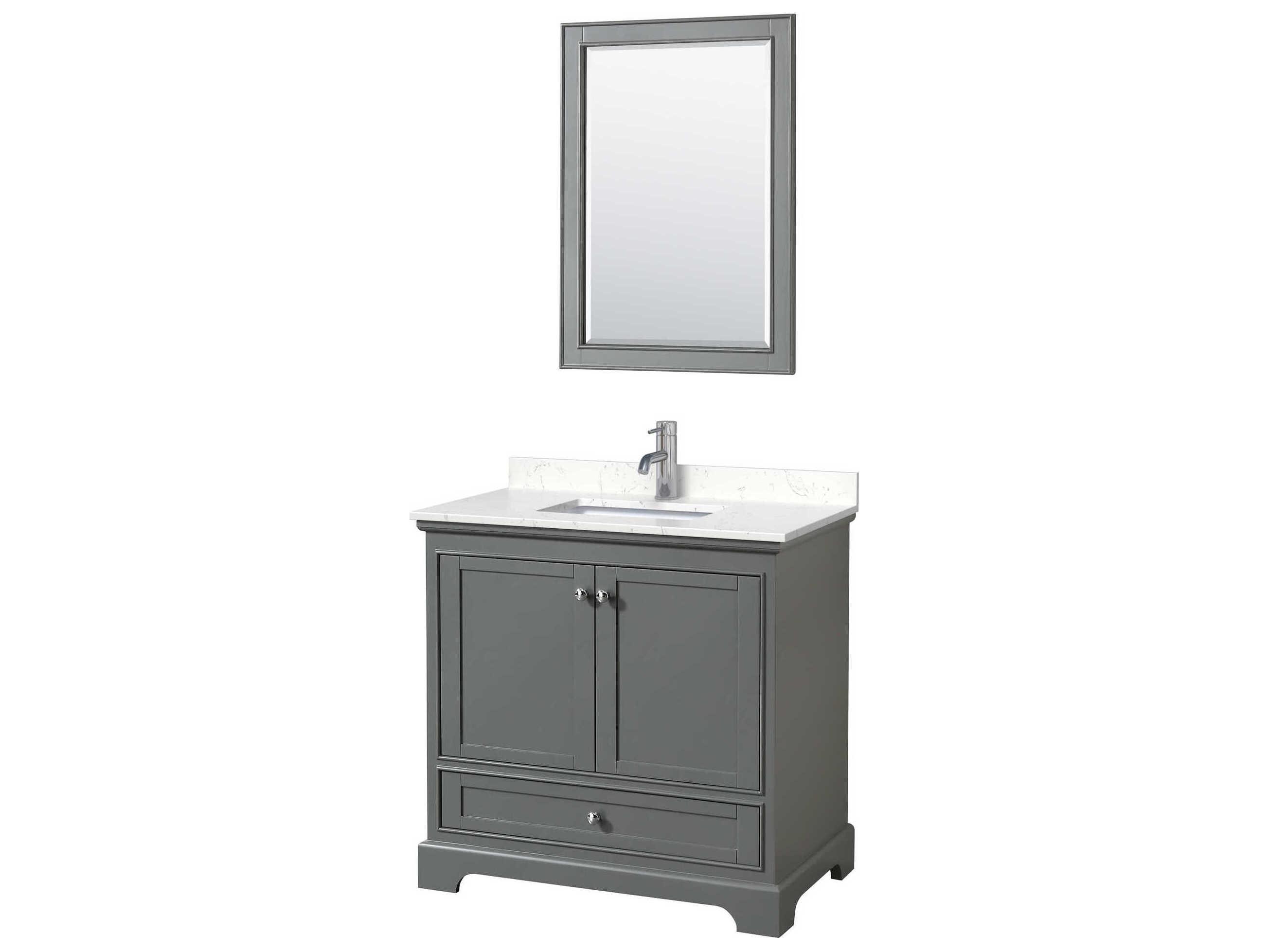 Wyndham Collection Deborah 36" Dark Gray Vanity with 24" Mirror
