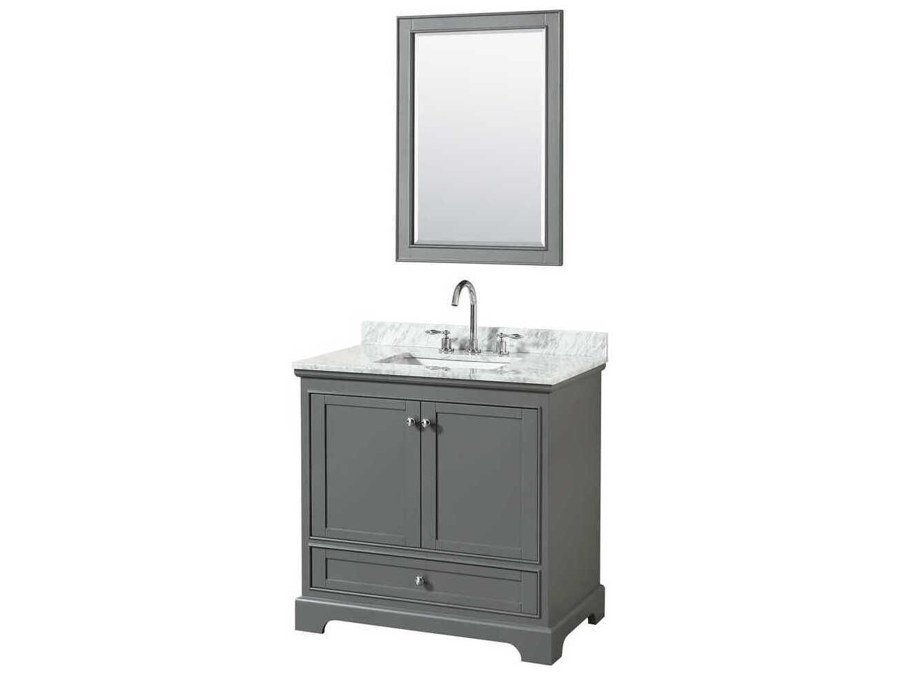 Wyndham Collection Deborah 36" Dark Gray Vanity with 24" Mirror